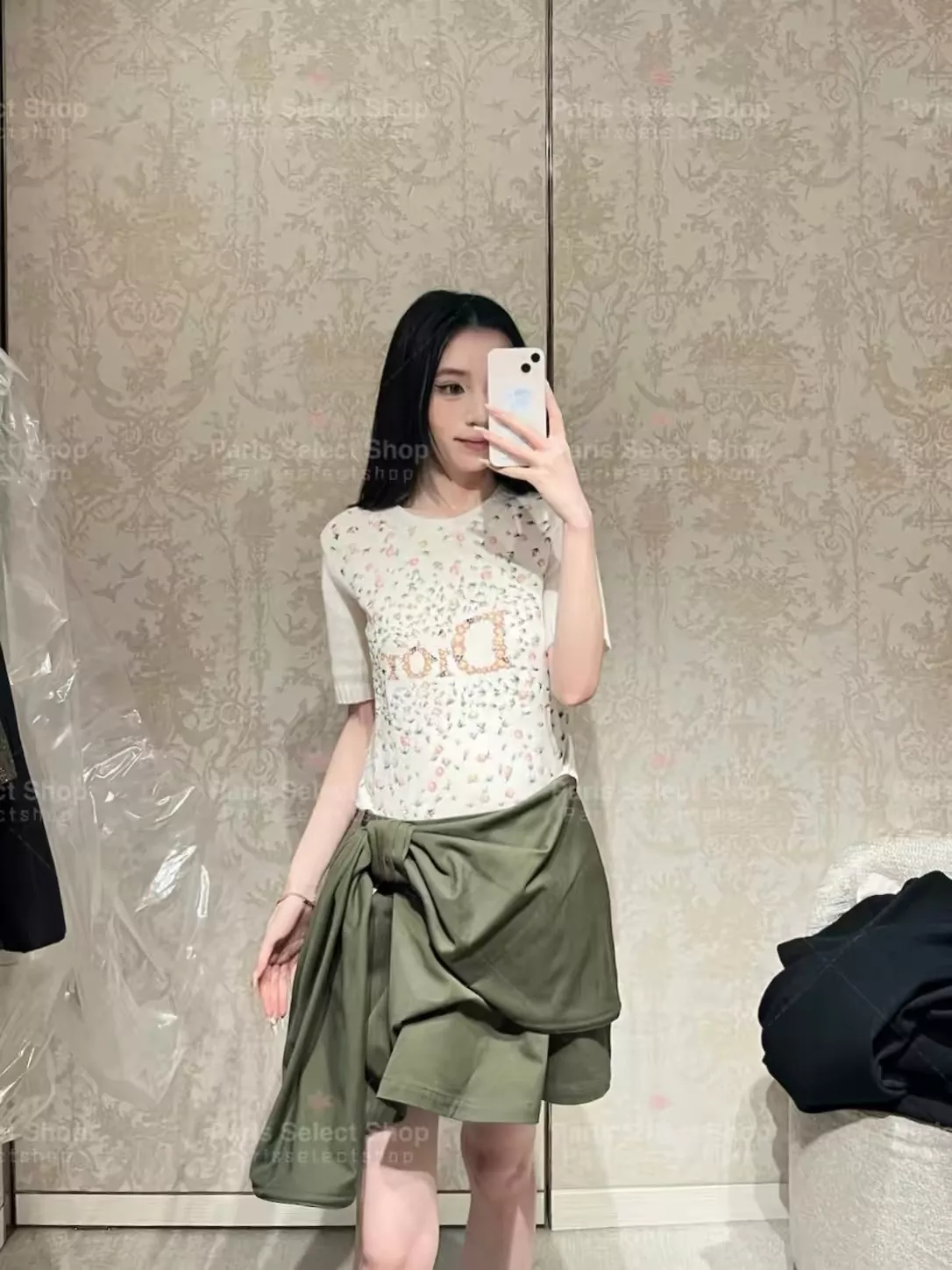 디올 언발란스 랩 스타일 코튼 스커트 상세 이미지 46
