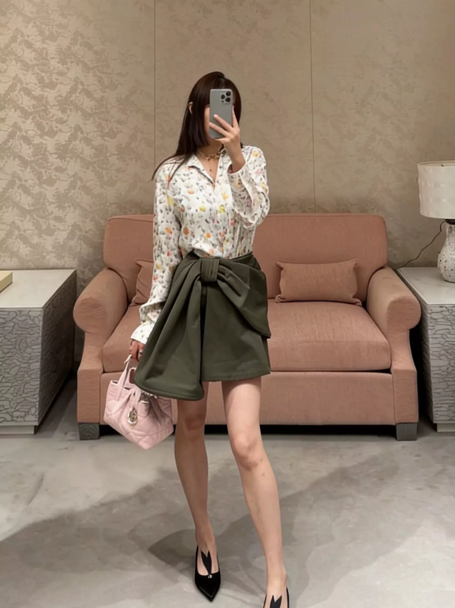 디올 언발란스 랩 스타일 코튼 스커트 상세 이미지 43