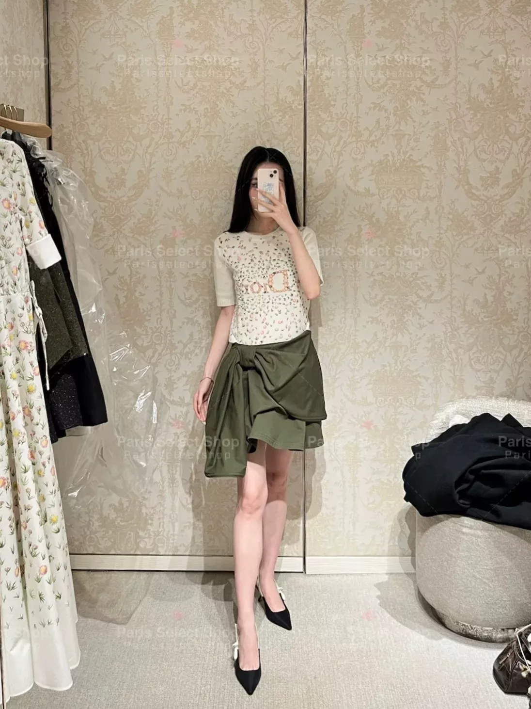 디올 언발란스 랩 스타일 코튼 스커트 상세 이미지 47