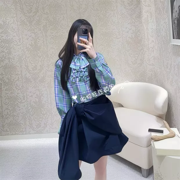 디올 언발란스 랩 스타일 코튼 스커트 상세 이미지 59