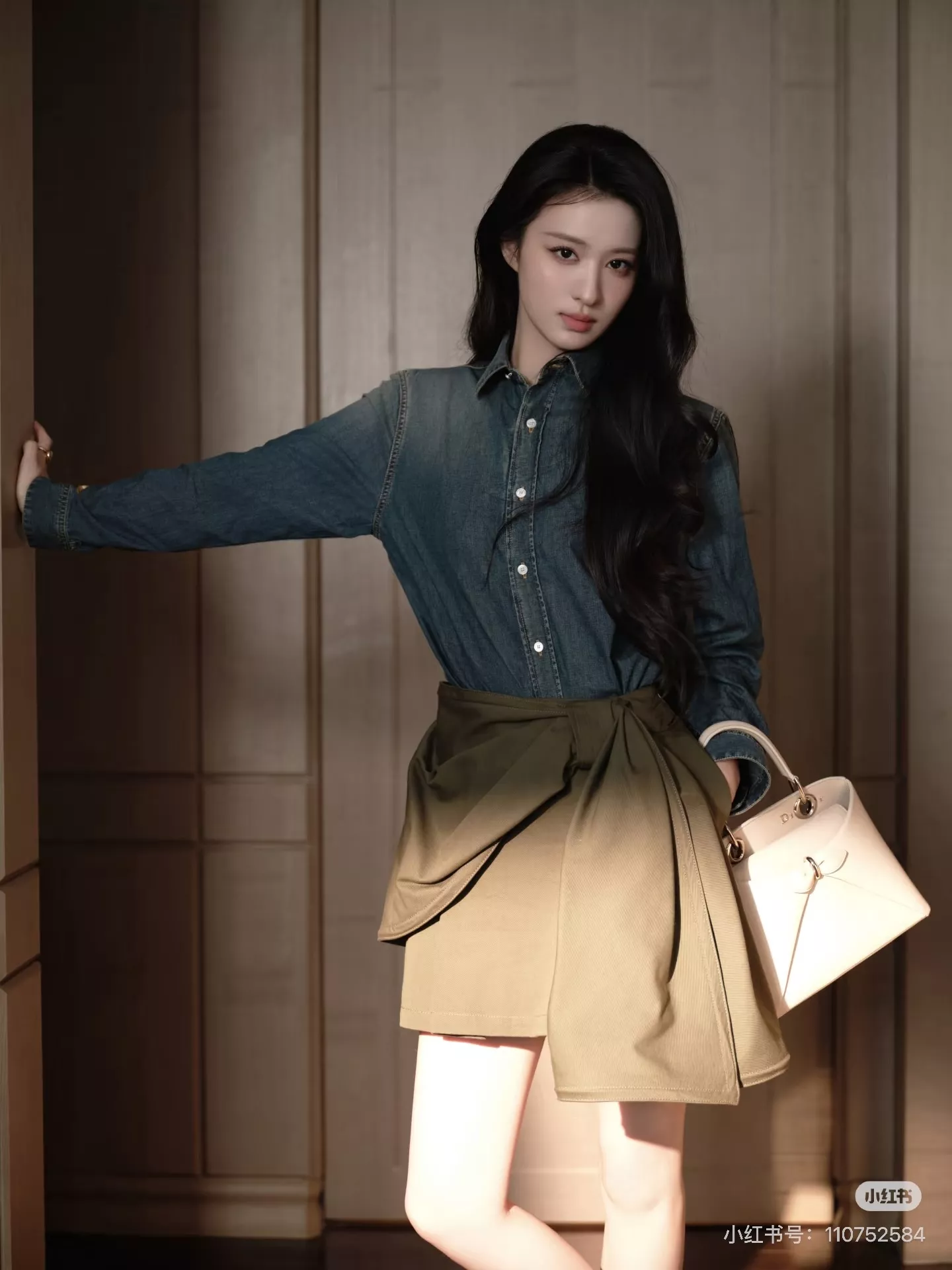 디올 언발란스 랩 스타일 코튼 스커트 상세 이미지 83