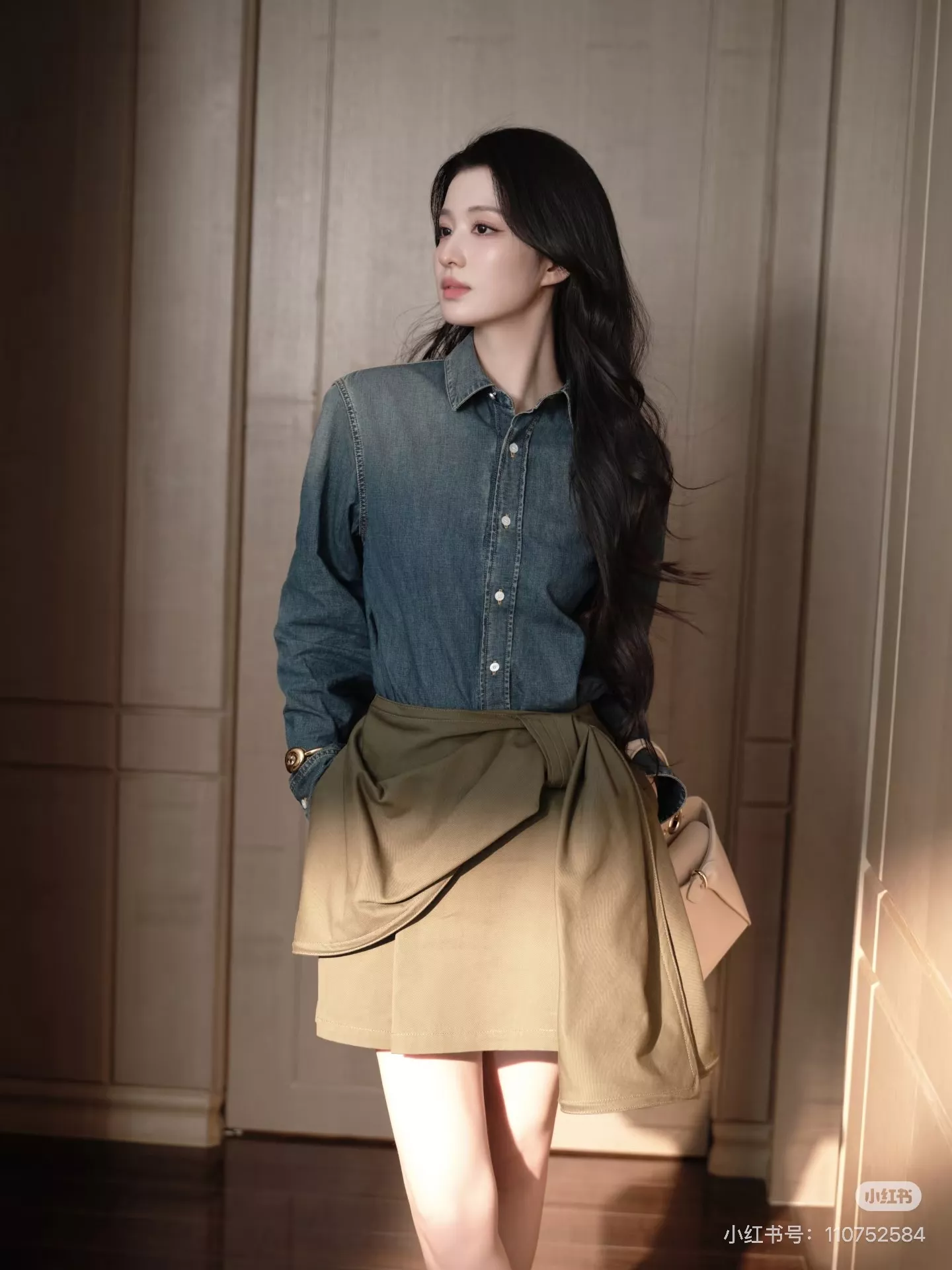 디올 언발란스 랩 스타일 코튼 스커트 상세 이미지 85