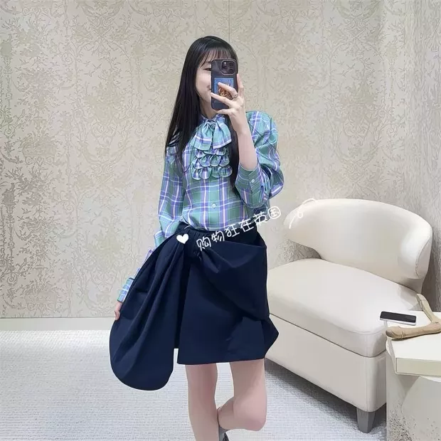 디올 언발란스 랩 스타일 코튼 스커트 상세 이미지 57