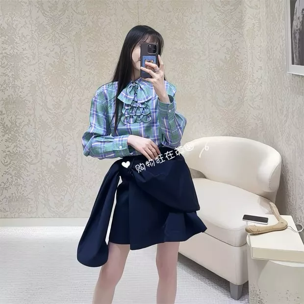 디올 언발란스 랩 스타일 코튼 스커트 상세 이미지 56