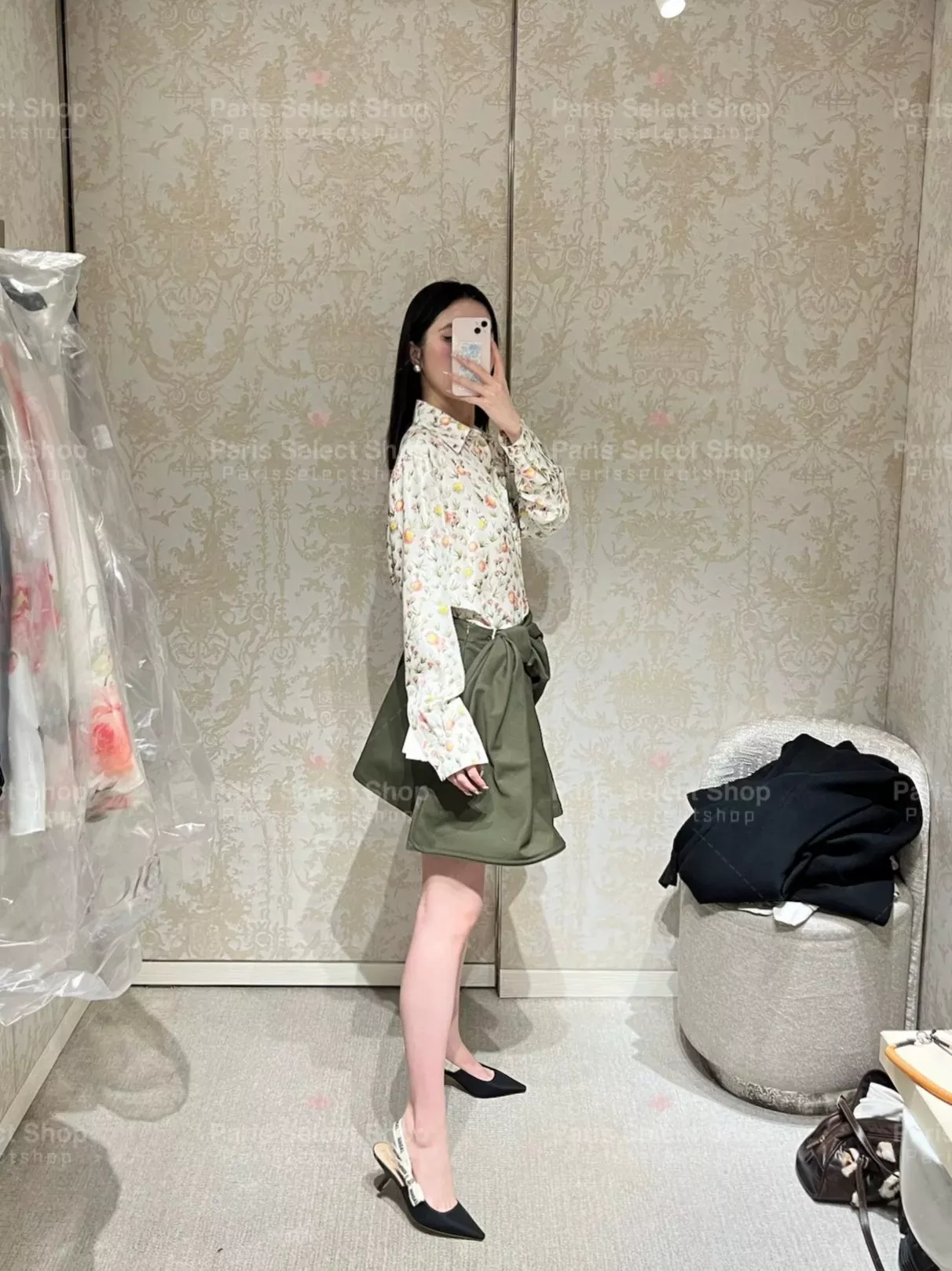 디올 언발란스 랩 스타일 코튼 스커트 상세 이미지 40