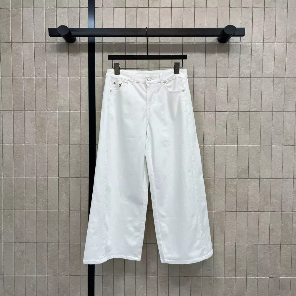 입생로랑 화이트 와이드 데님 팬츠