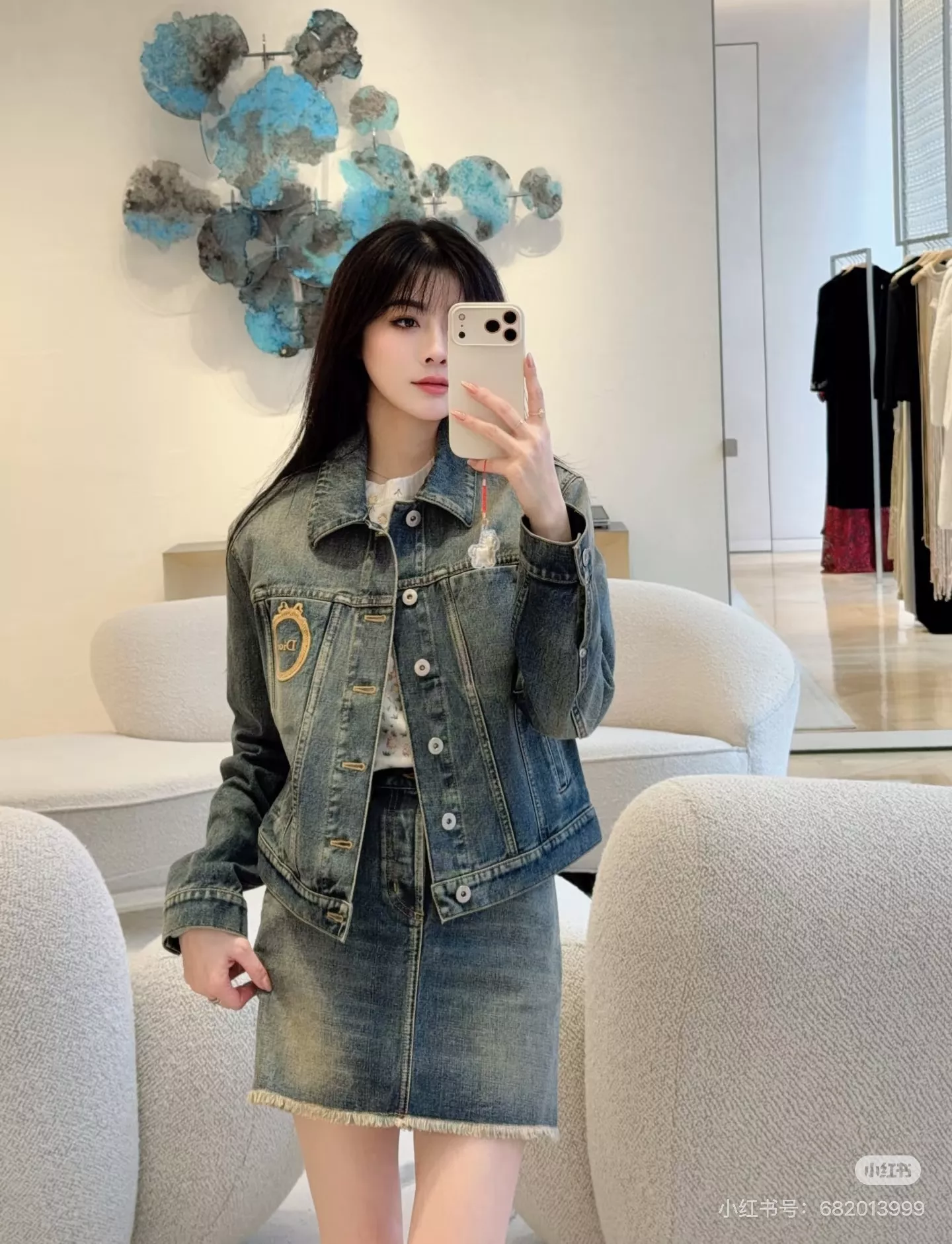 디올 하이웨이스트 워싱 데님 스커트 상세 이미지 47