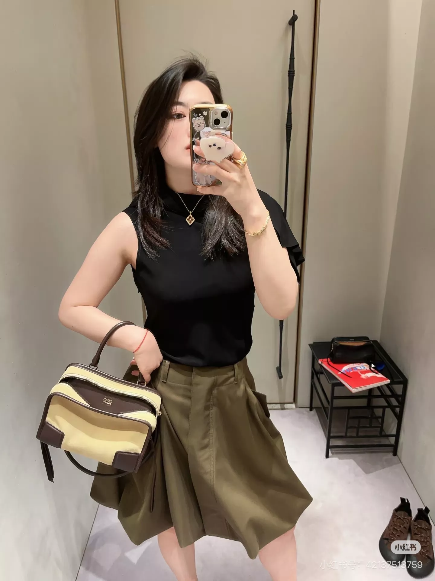 로에베 카키 포켓 버블 미니 스커트 상세 이미지 39
