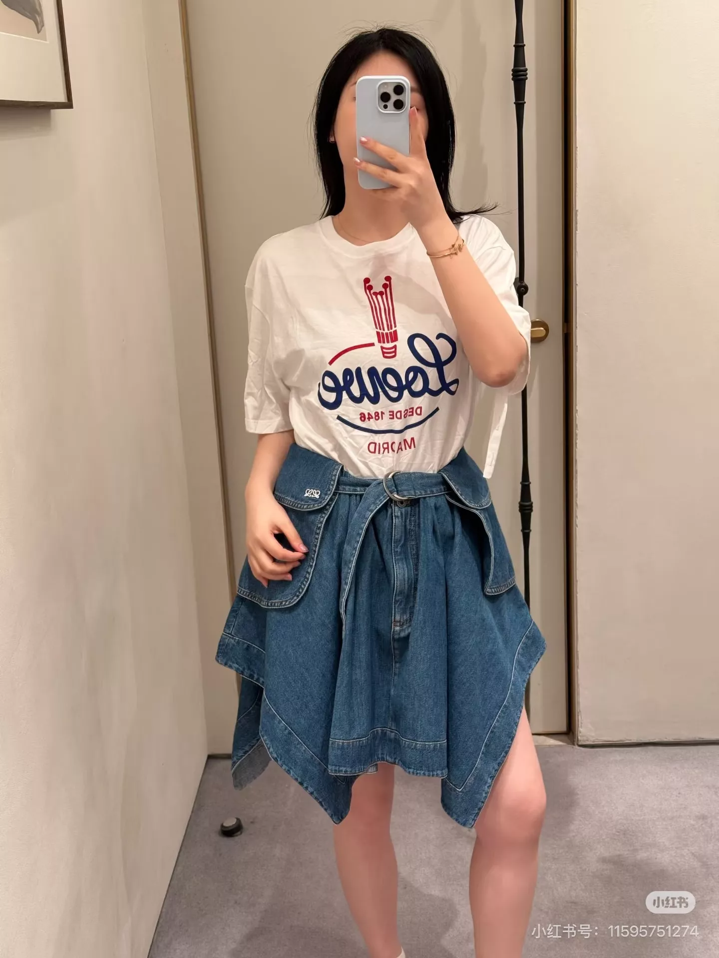 로에베 언밸런스 워싱 데님 스커트 상세 이미지 21