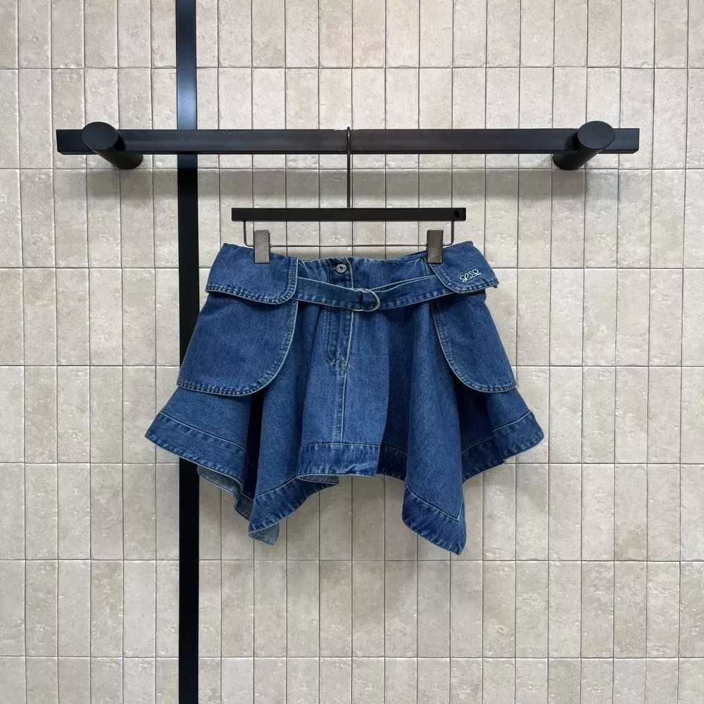 로에베 언밸런스 워싱 데님 스커트