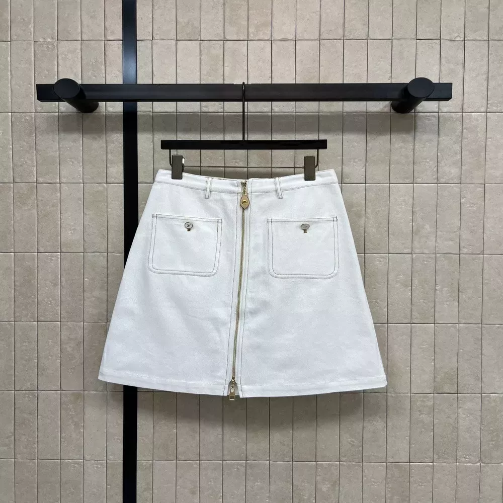 로에베 화이트 데님 지퍼 스커트