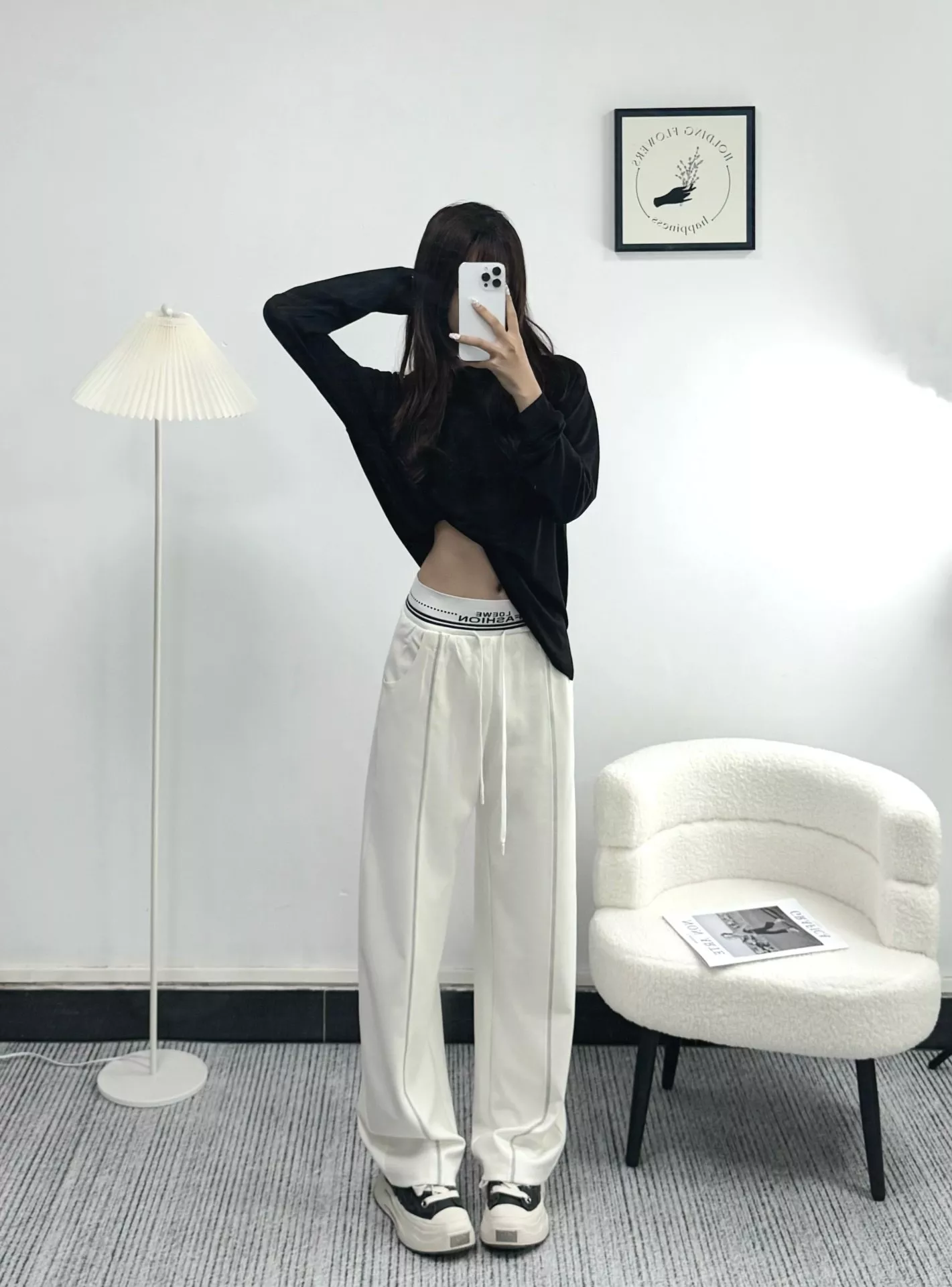 로에베 레터링 허리밴드 와이드 팬츠 상세 이미지 12