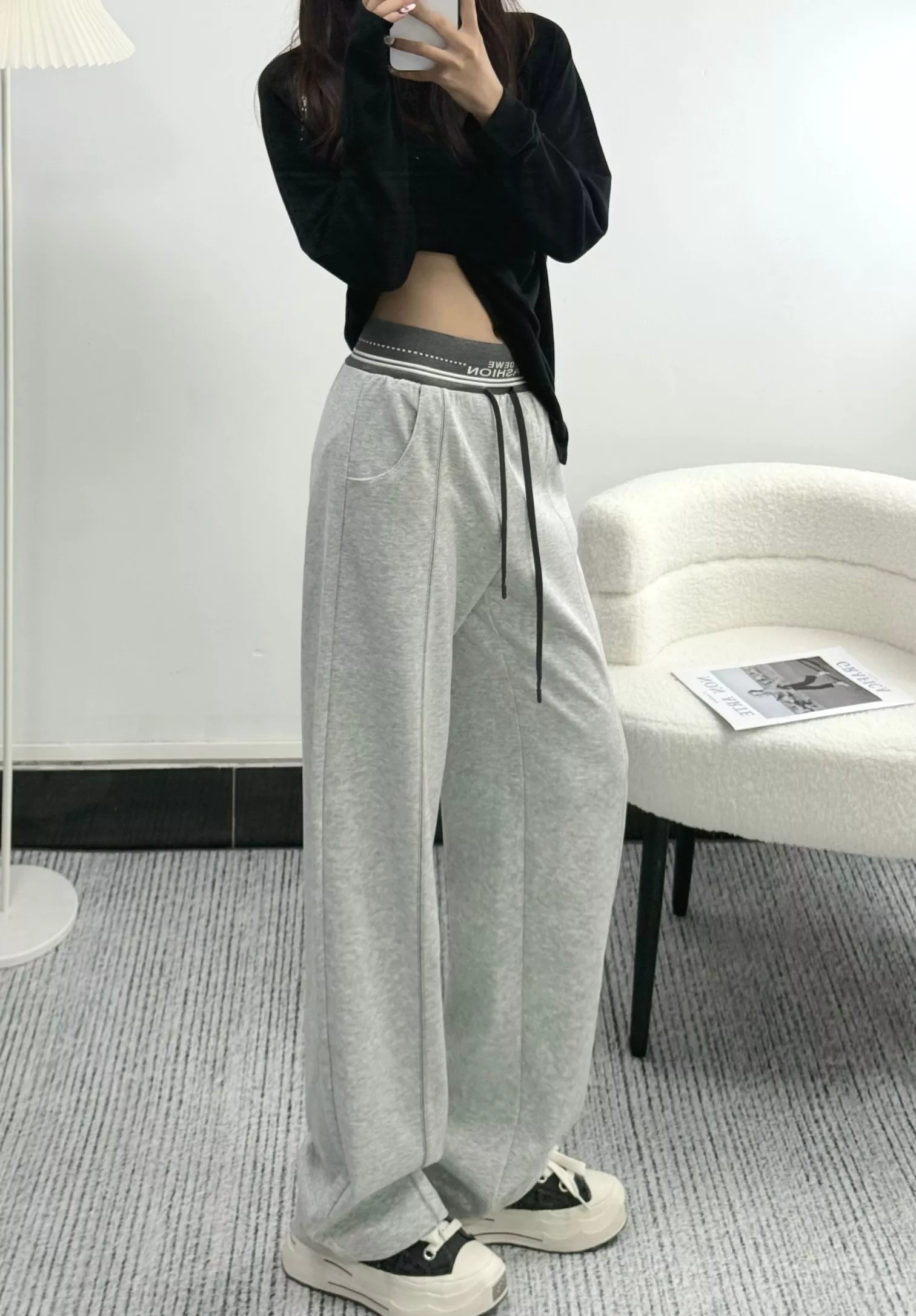 로에베 레터링 허리밴드 와이드 팬츠 상세 이미지 20