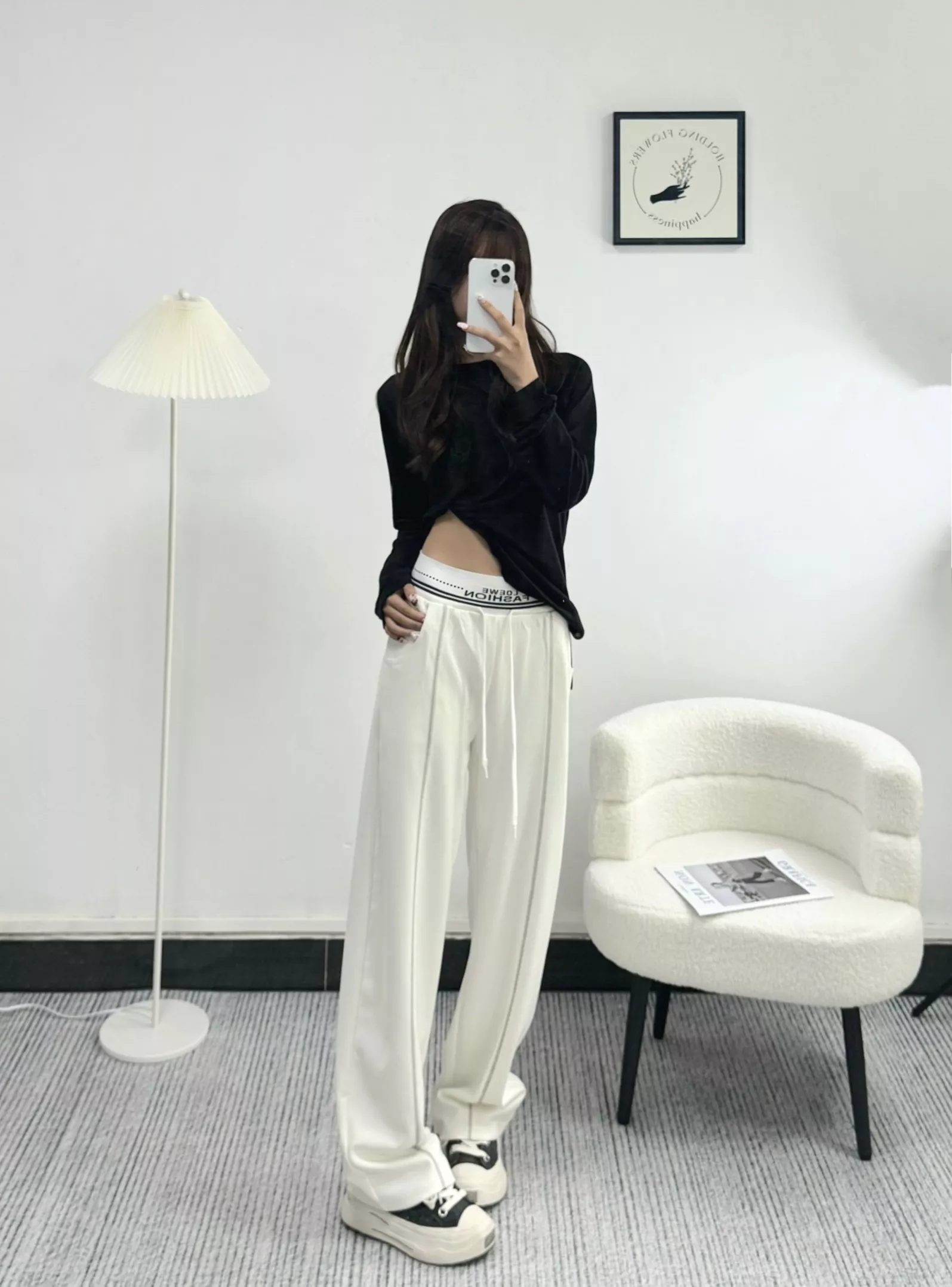 로에베 레터링 허리밴드 와이드 팬츠 상세 이미지 13