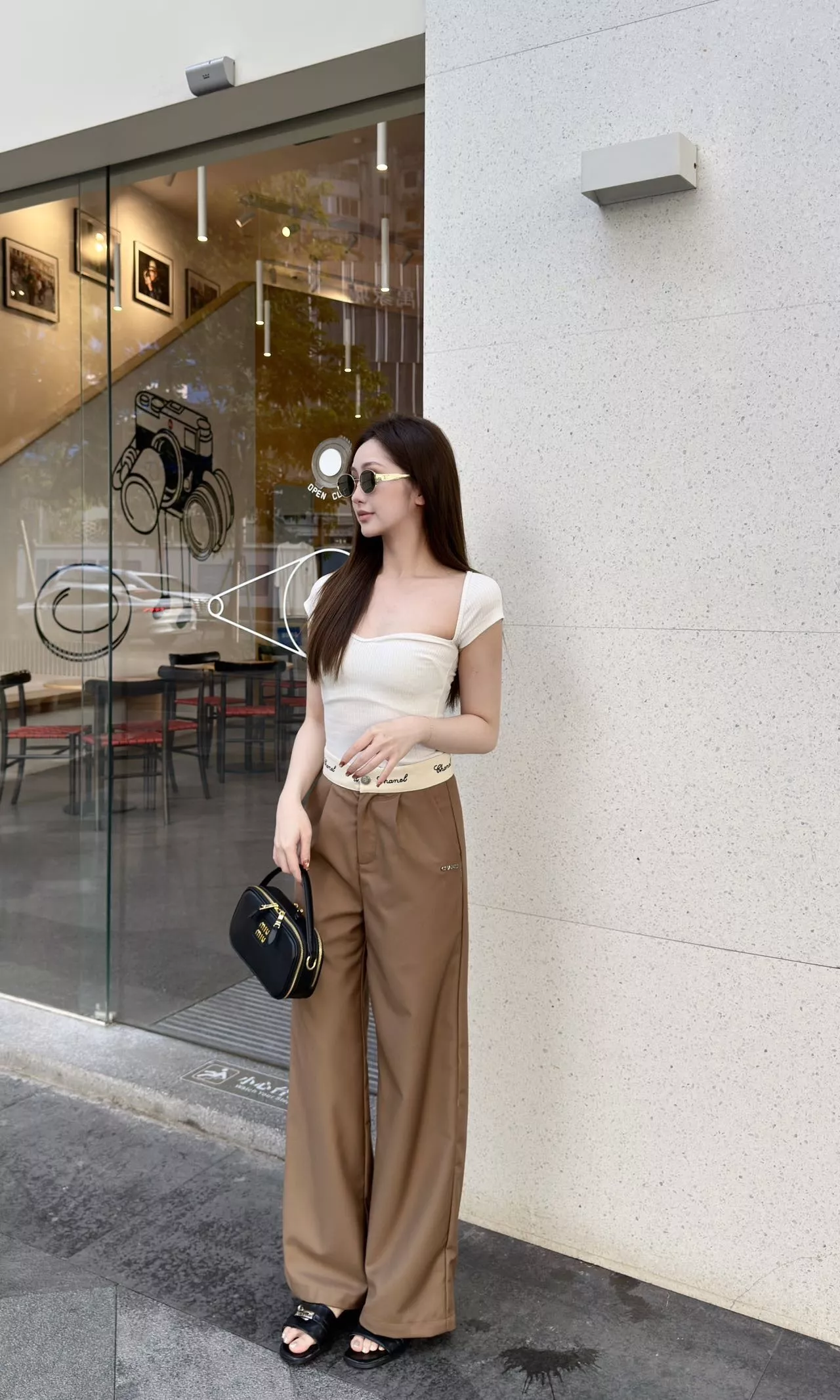 셀린느 배색 허리 와이드 팬츠 상세 이미지 14