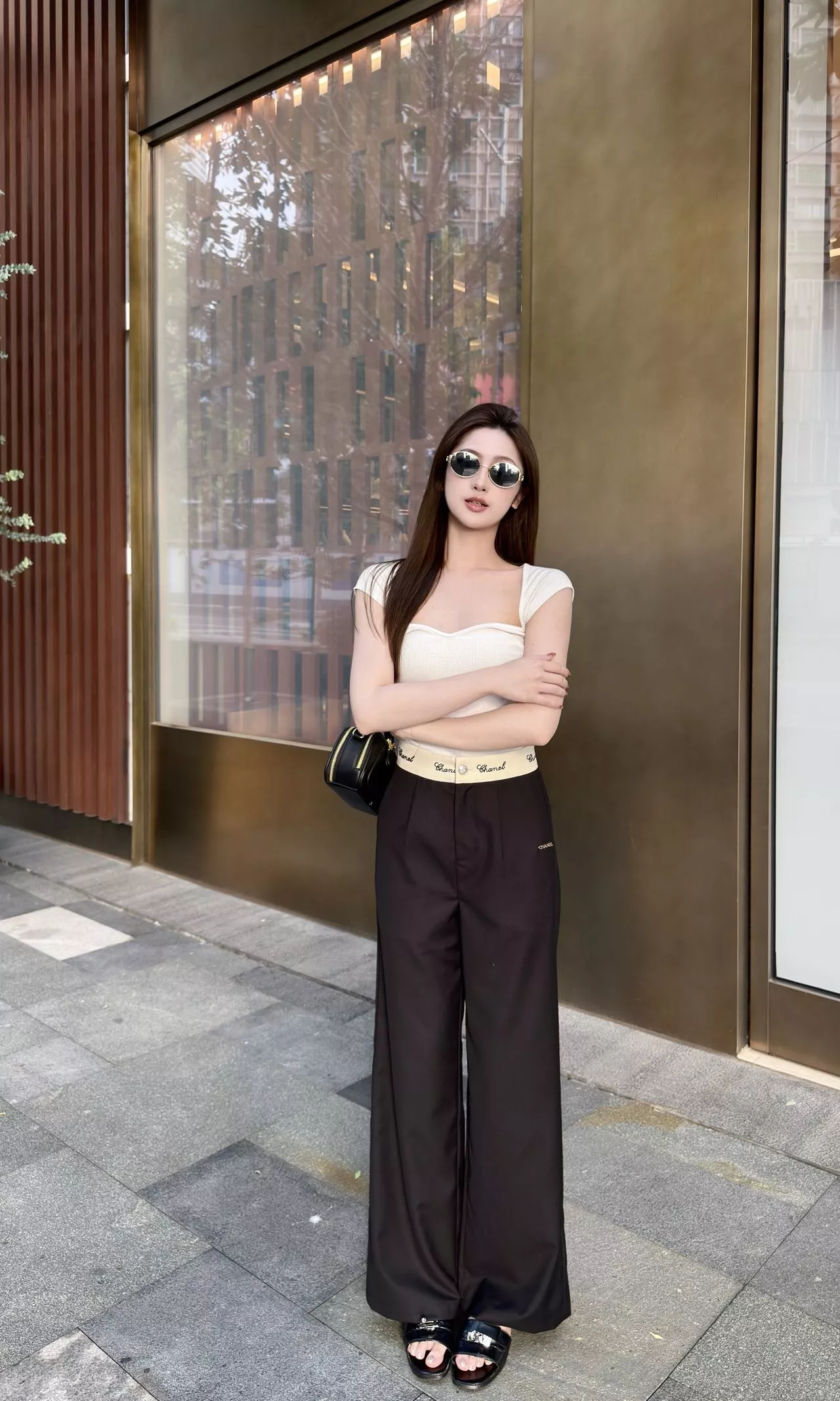 셀린느 배색 허리 와이드 팬츠 상세 이미지 25