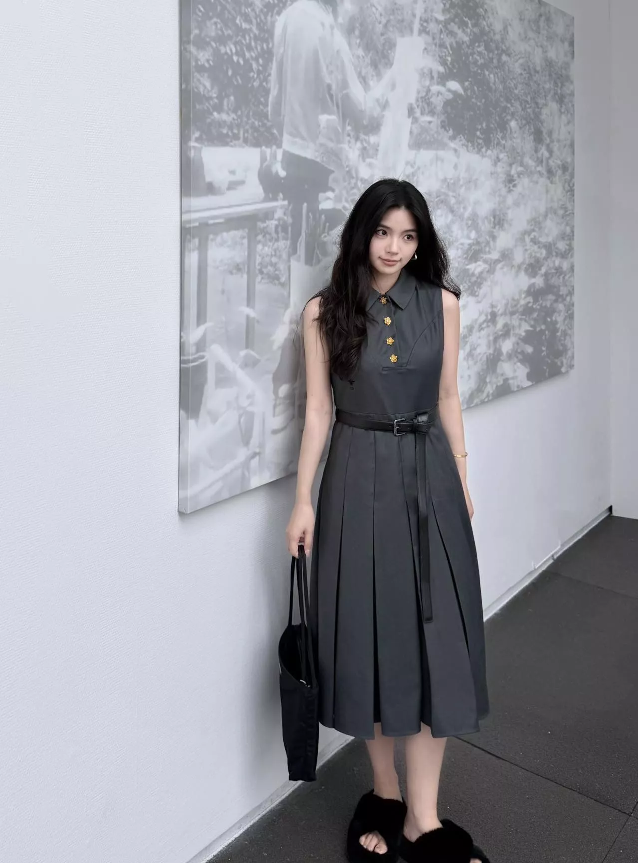 디올 플리츠 카라 민소매 원피스 상세 이미지 12