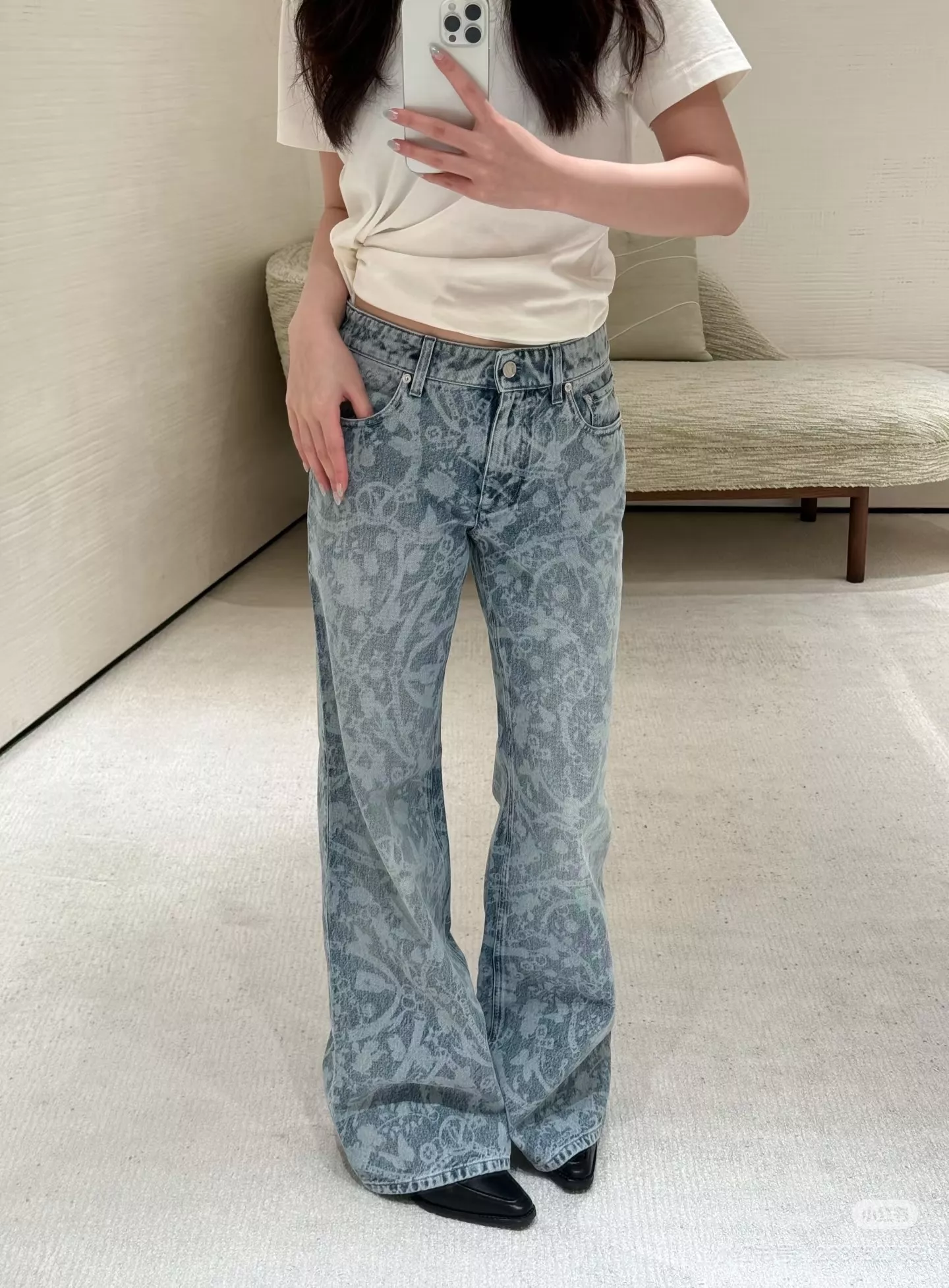 루이비통 빈티지 플라워 패턴 와이드 데님 팬츠 상세 이미지 39