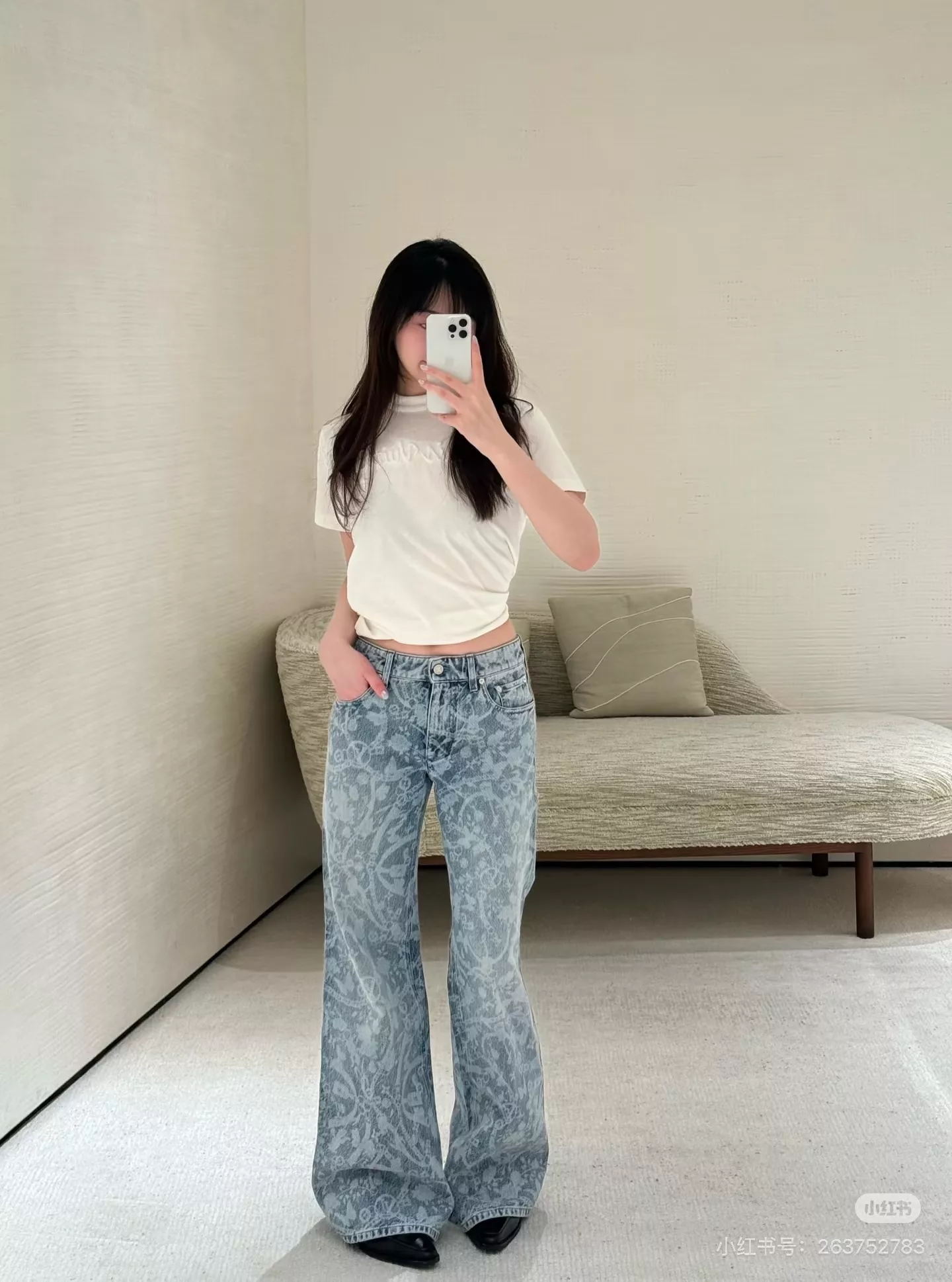 루이비통 빈티지 플라워 패턴 와이드 데님 팬츠 상세 이미지 38