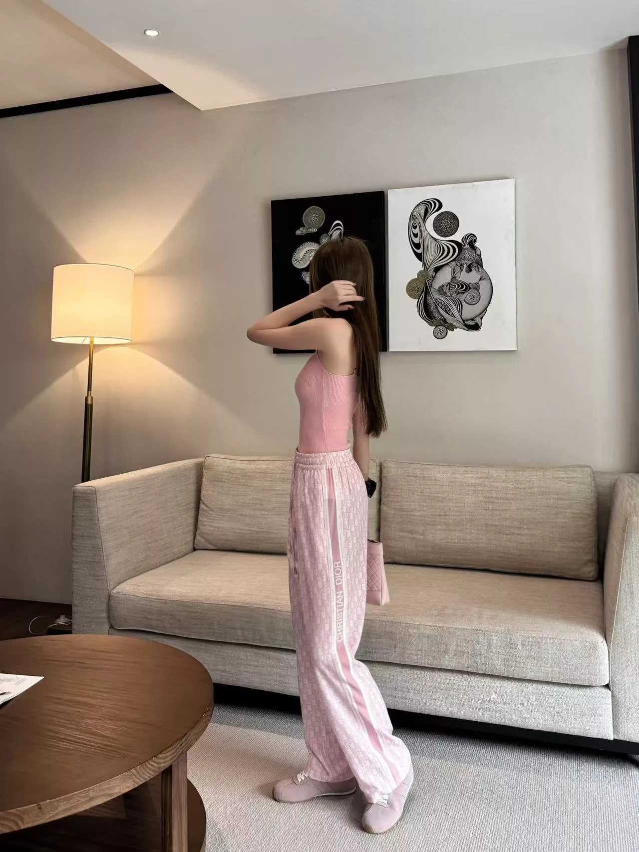 디올 로고 와이드 밴딩 팬츠 상세 이미지 27