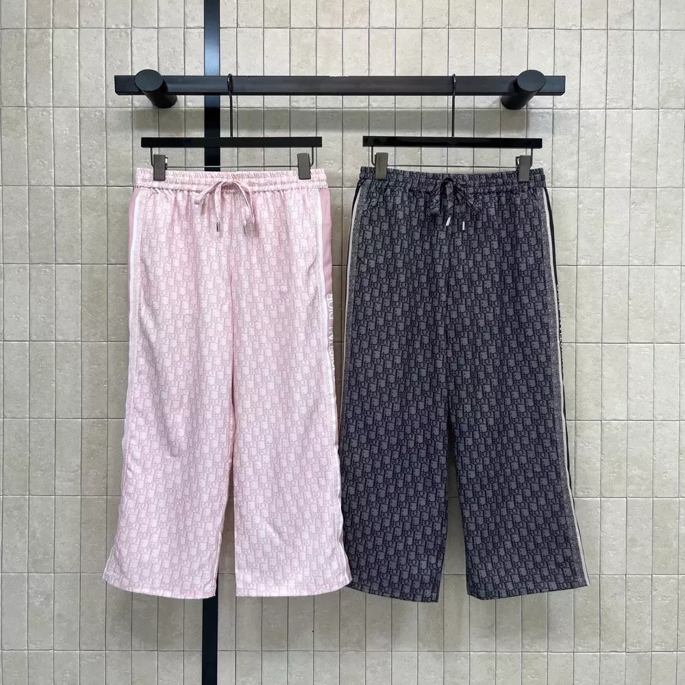 디올 로고 와이드 밴딩 팬츠