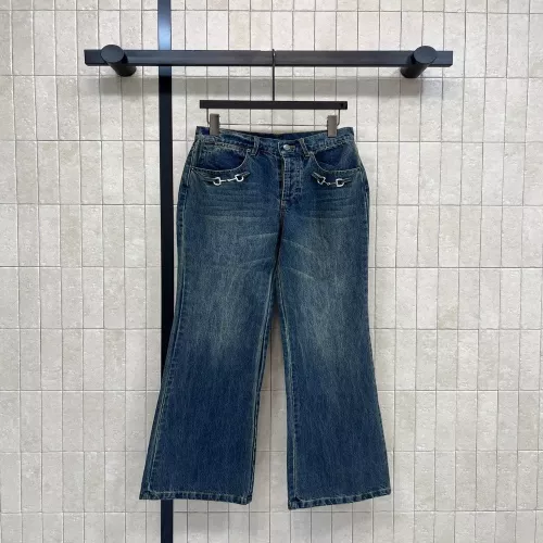 구찌 복고 하이웨이스트 부츠컷 데님 팬츠