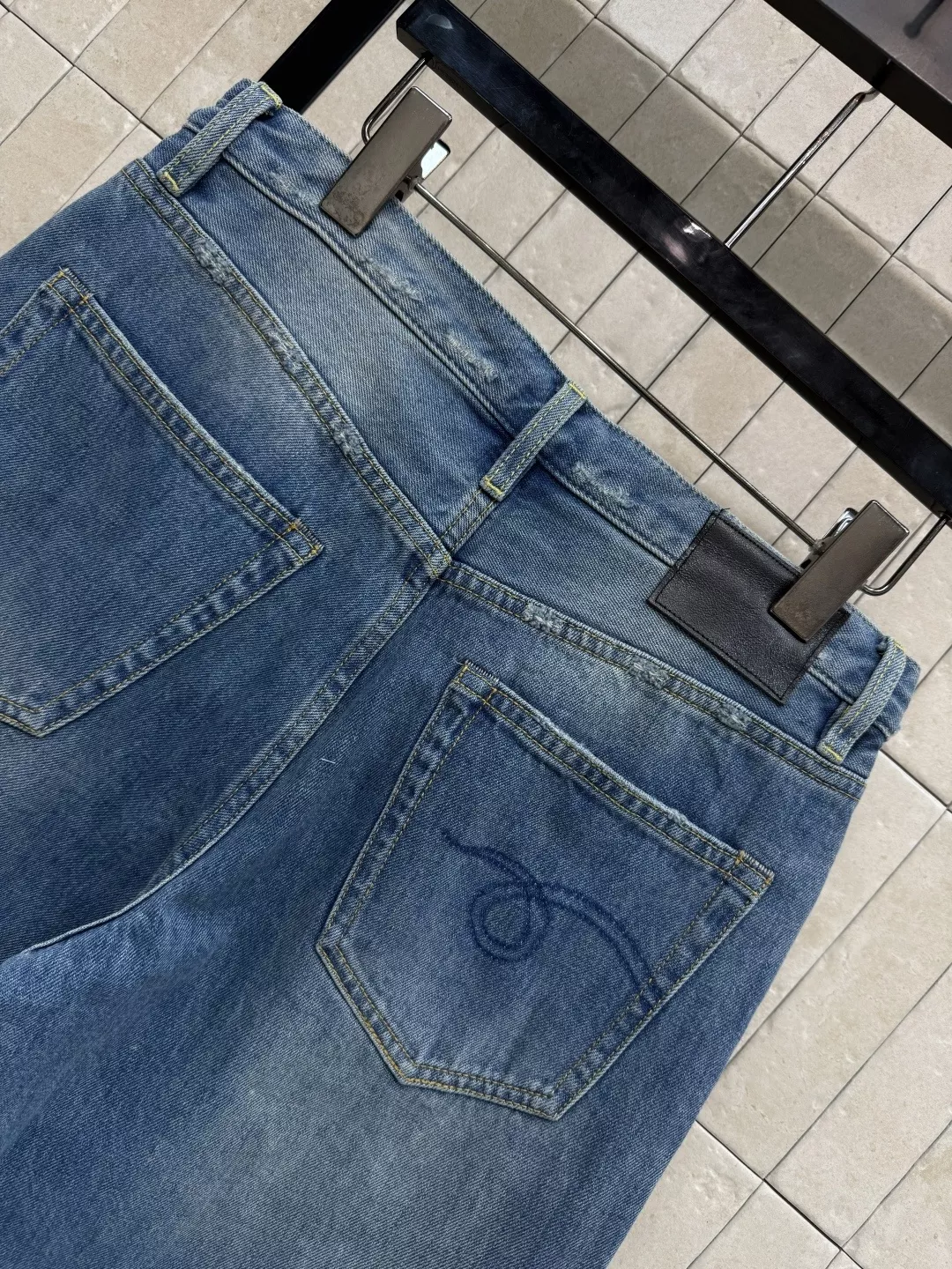 알써틴 복고 워싱 스트레이트 크롭 데님 팬츠 상세 이미지 7
