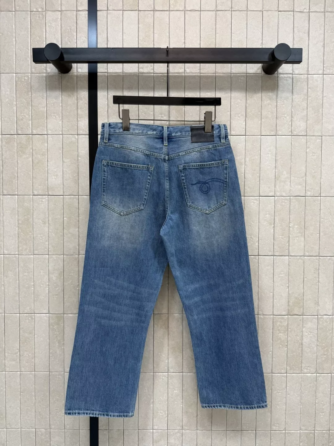 알써틴 복고 워싱 스트레이트 크롭 데님 팬츠 상세 이미지 8