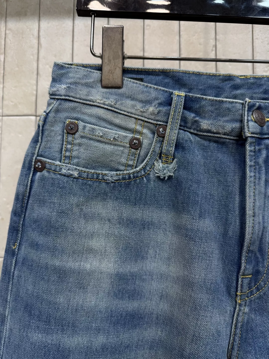 알써틴 복고 워싱 스트레이트 크롭 데님 팬츠 상세 이미지 5