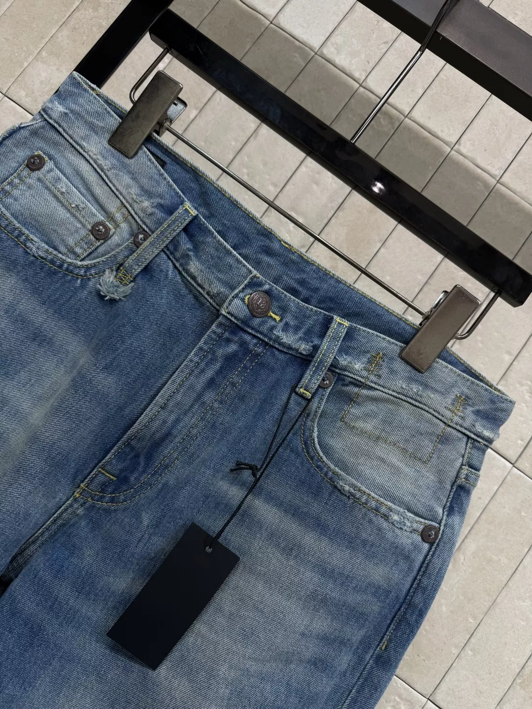 알써틴 복고 워싱 스트레이트 크롭 데님 팬츠 상세 이미지 2