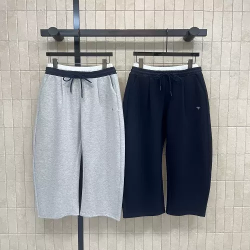디올 배색 이중 허리 밴딩 와이드 팬츠
