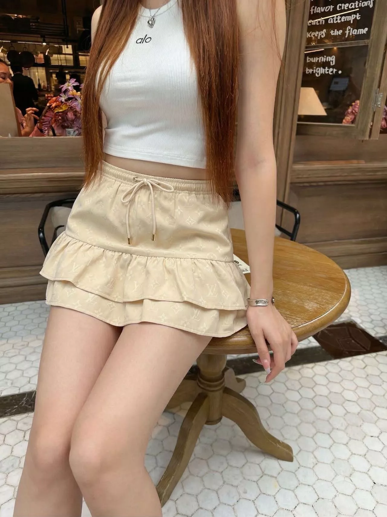 로로피아나 로고 자카드 프릴 미니 스커트 상세 이미지 18