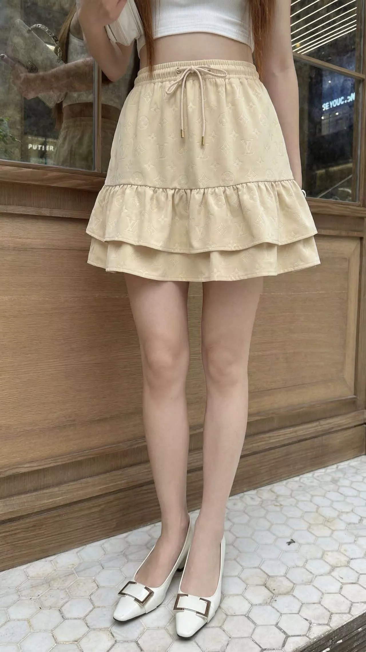 로로피아나 로고 자카드 프릴 미니 스커트 상세 이미지 20