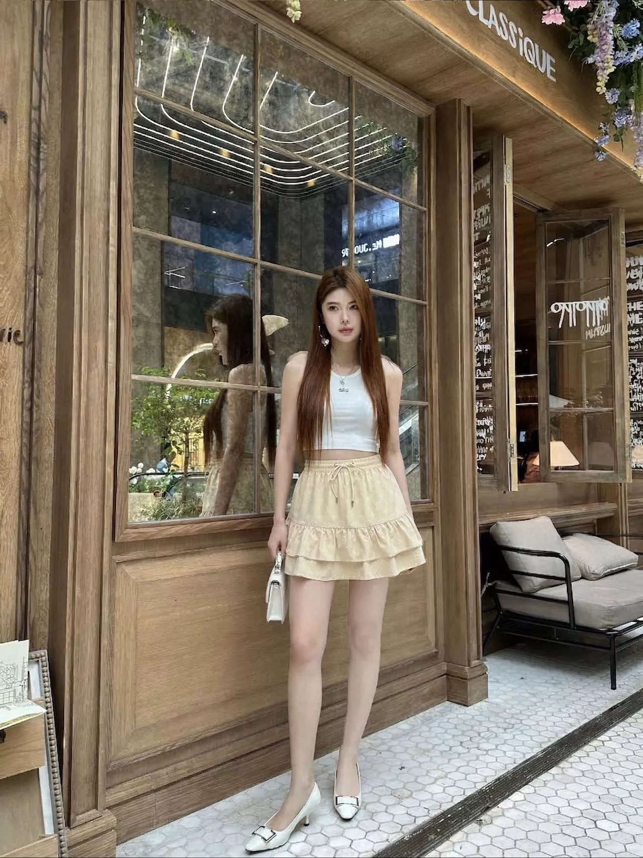 로로피아나 로고 자카드 프릴 미니 스커트 상세 이미지 17