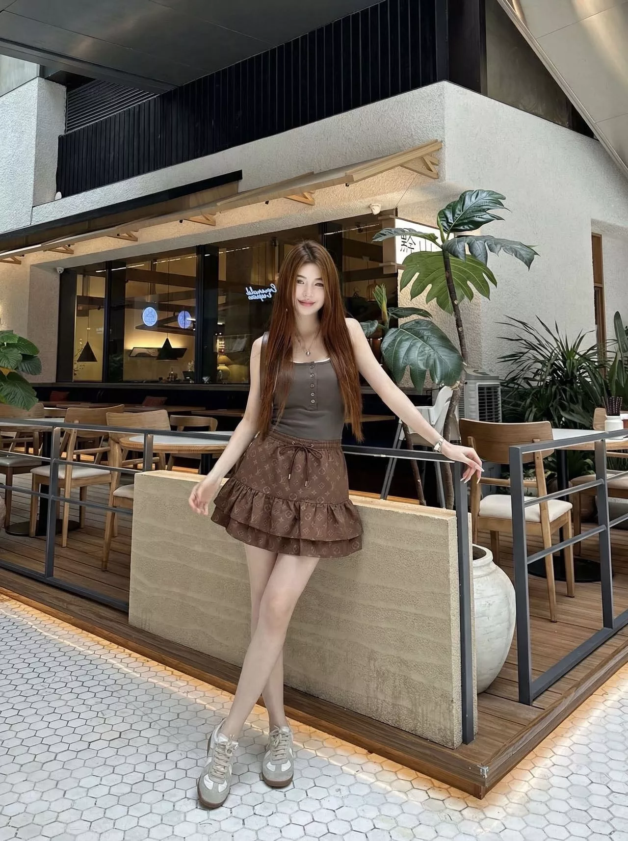 로로피아나 로고 자카드 프릴 미니 스커트 상세 이미지 14