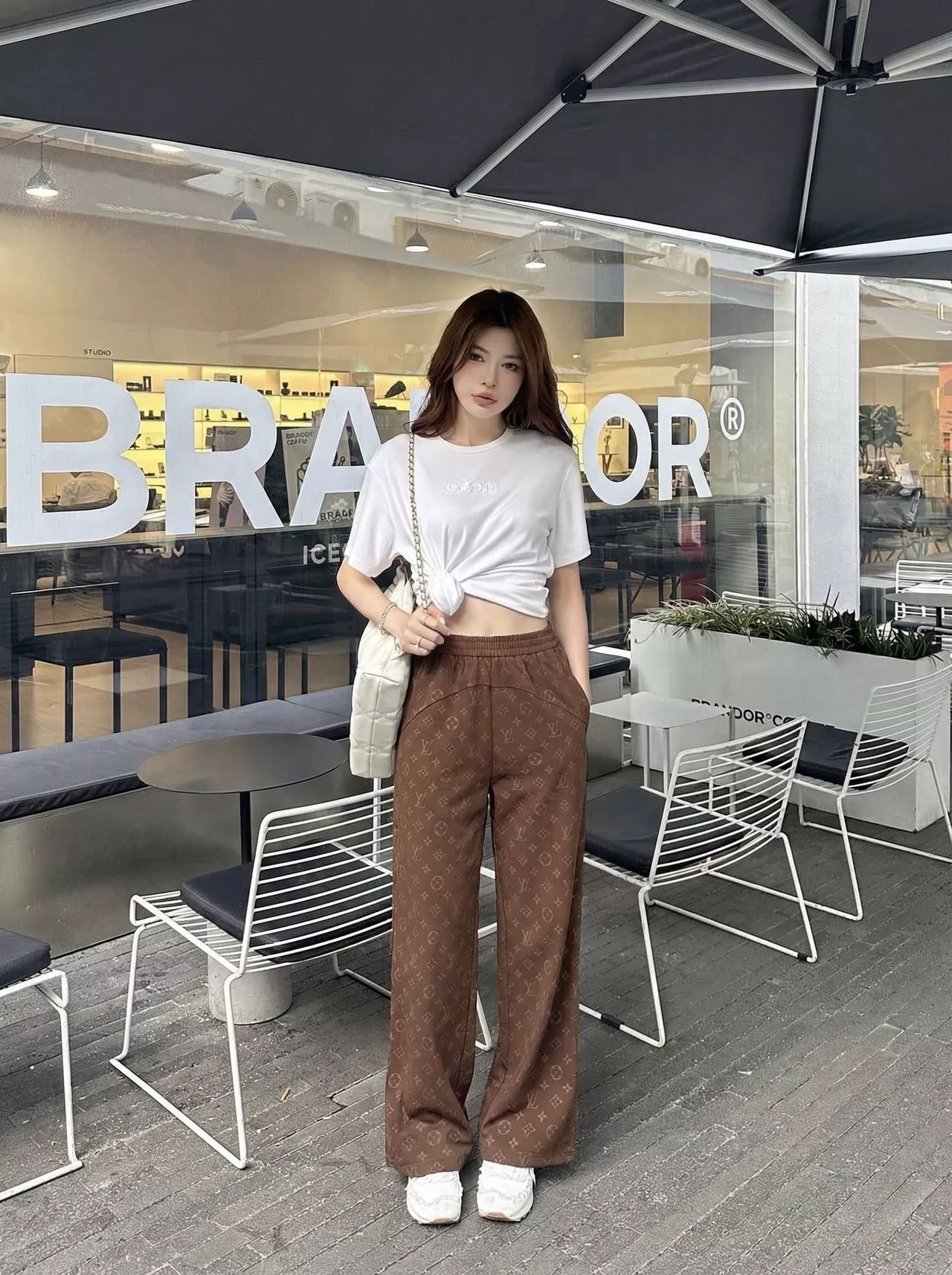 로로피아나 모노그램 밴딩 와이드 팬츠 상세 이미지 11