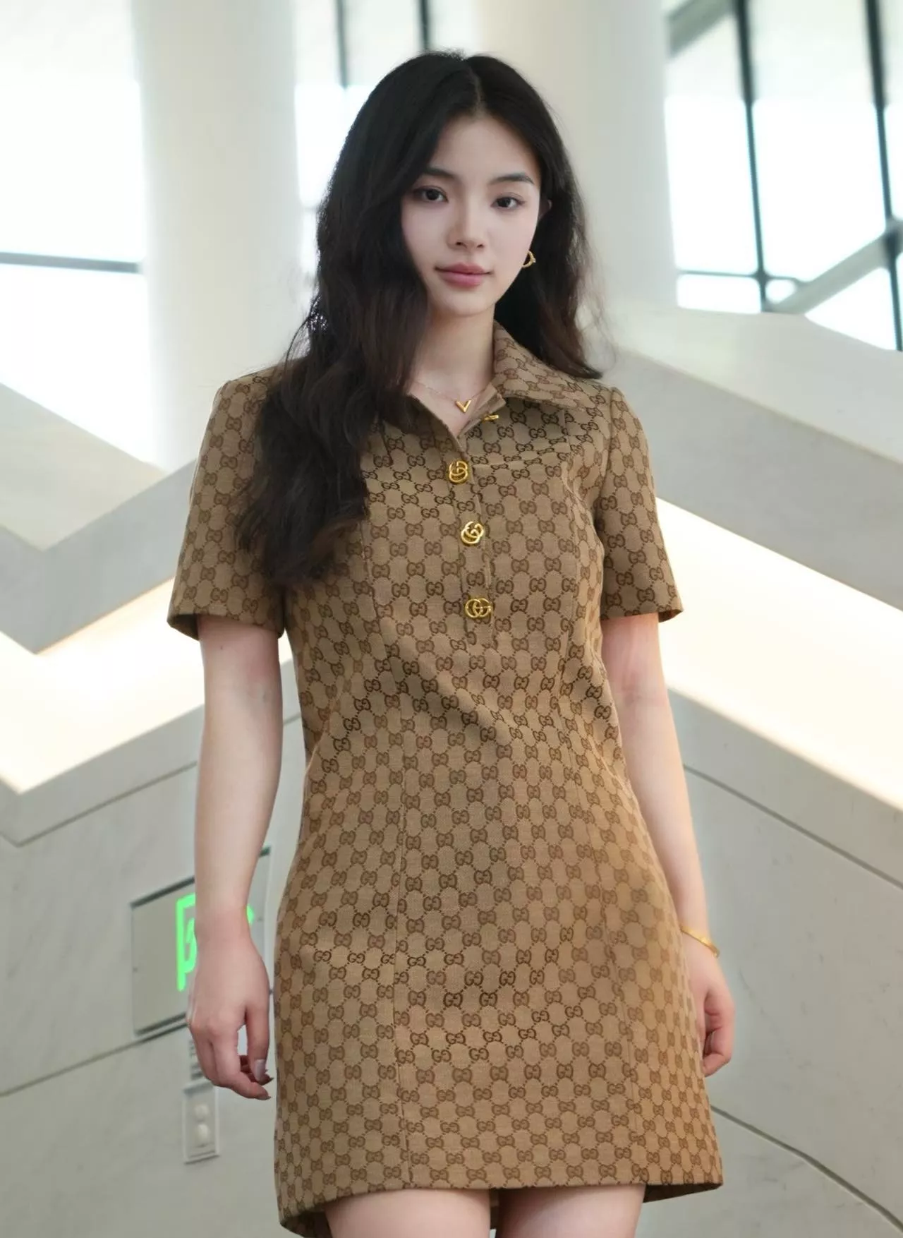 구찌 GG 자카드 폴로 카라 원피스 상세 이미지 11