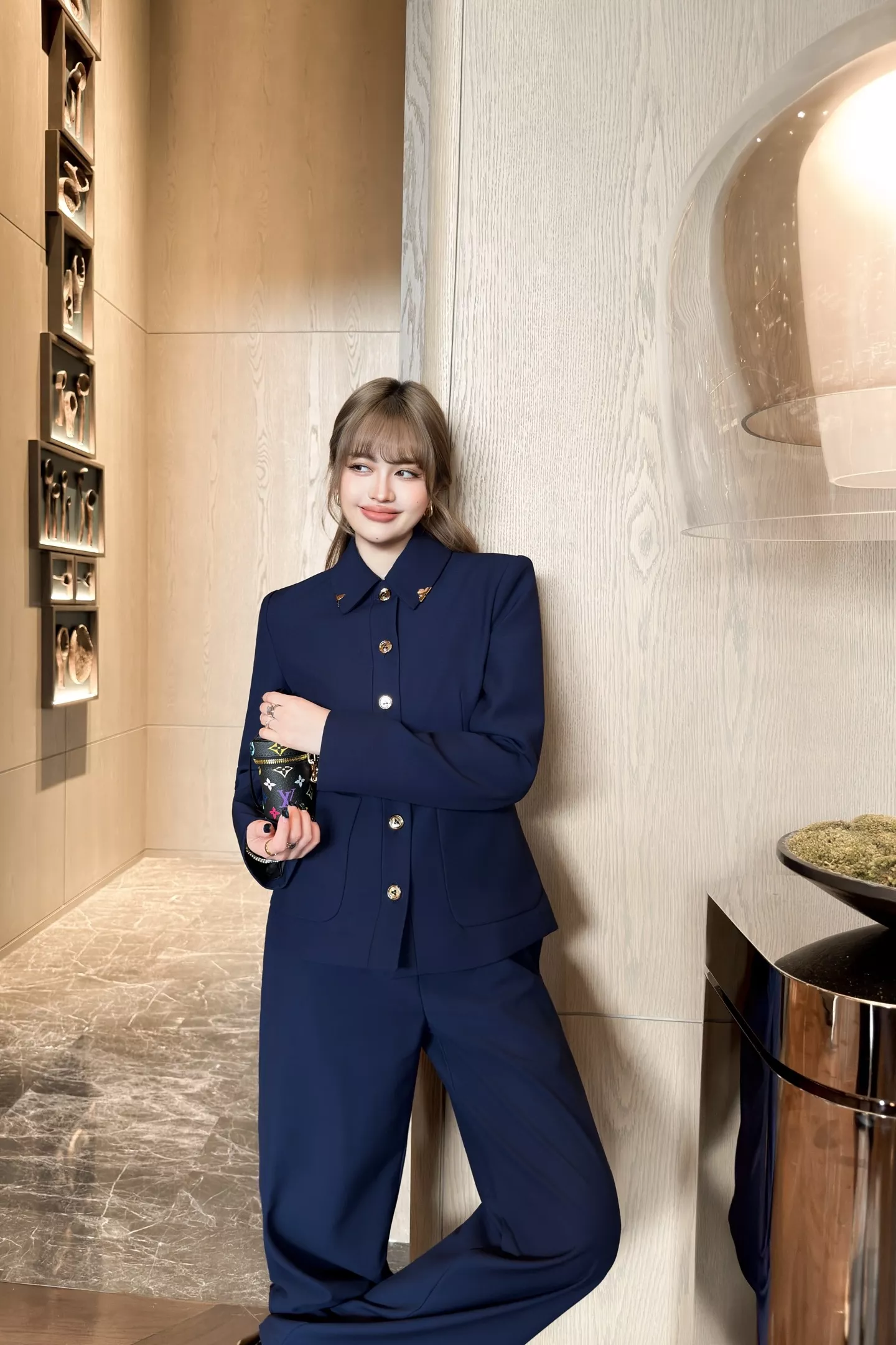 로로피아나 딥블루 드로스트링 와이드 팬츠 상세 이미지 11