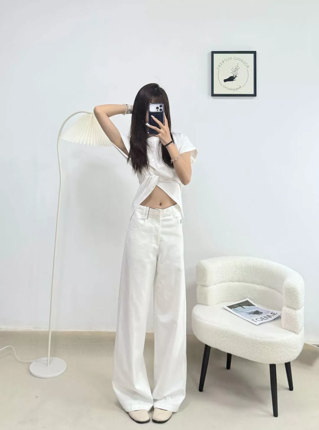 메종마르지엘라 화이트 하이웨이스트 와이드 데님 팬츠 상세 이미지 11