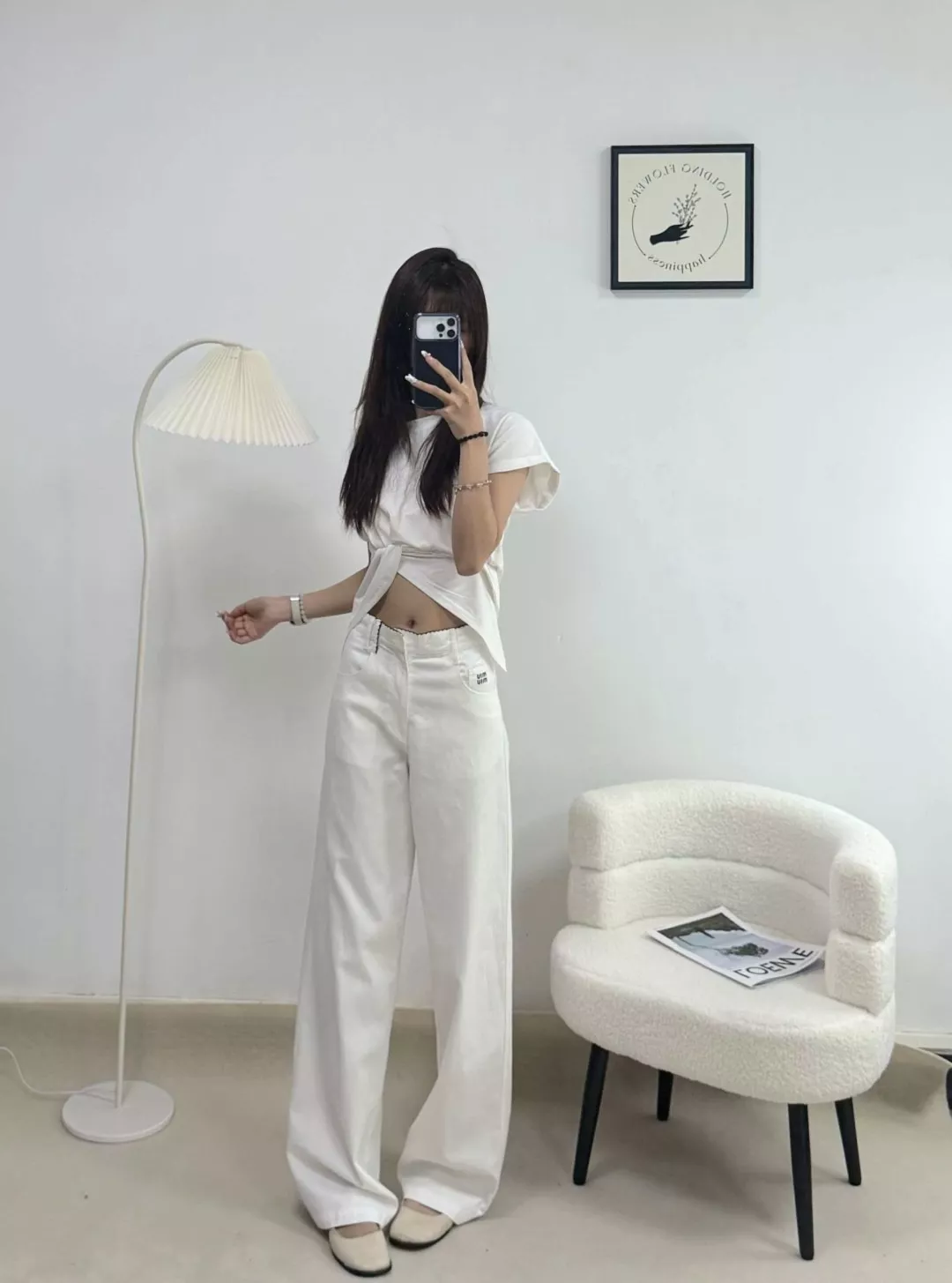메종마르지엘라 화이트 하이웨이스트 와이드 데님 팬츠 상세 이미지 18