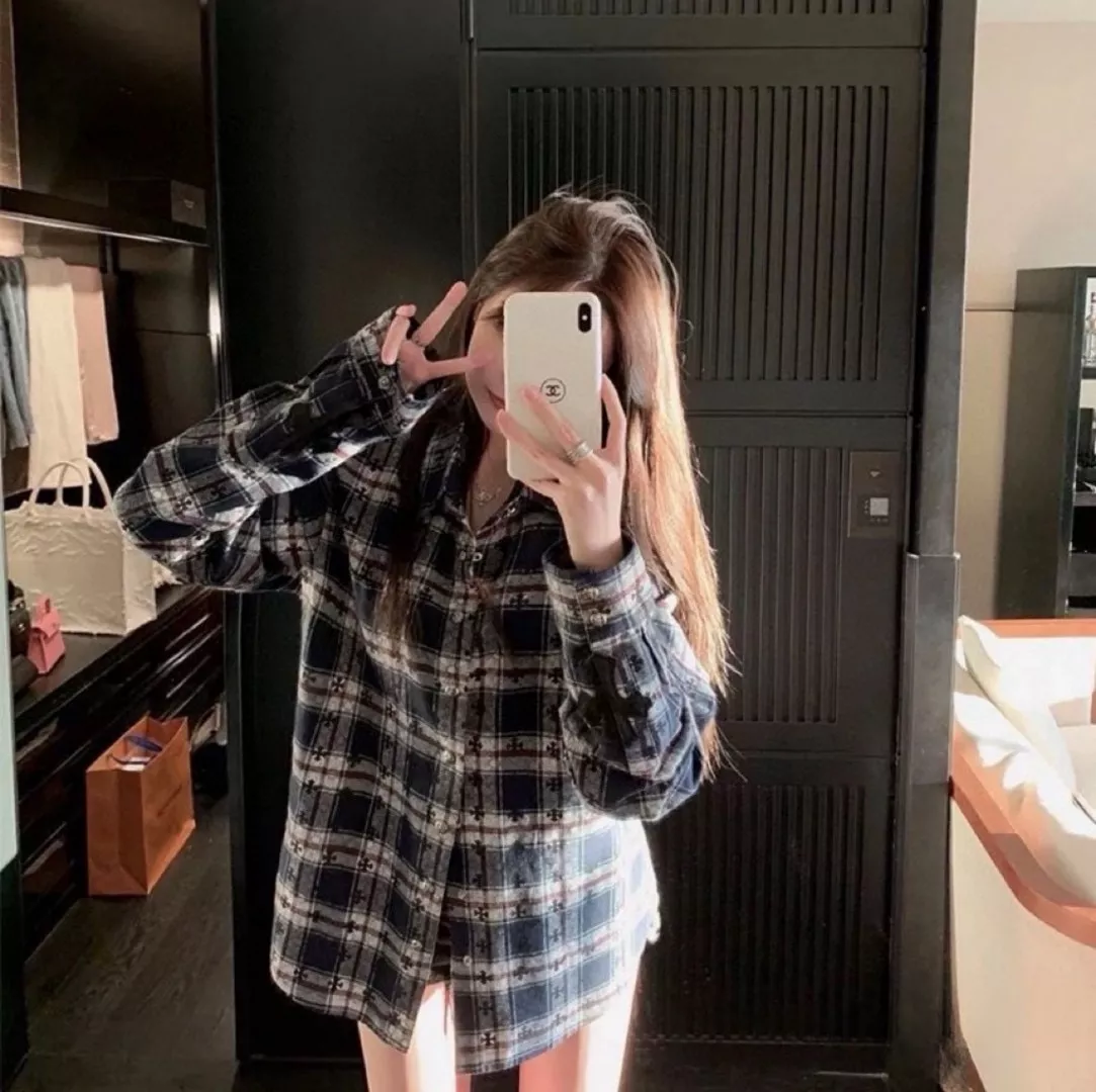 크롬하츠 페이즐리 십자가 자카드 체크 긴소매 셔츠 상세 이미지 15