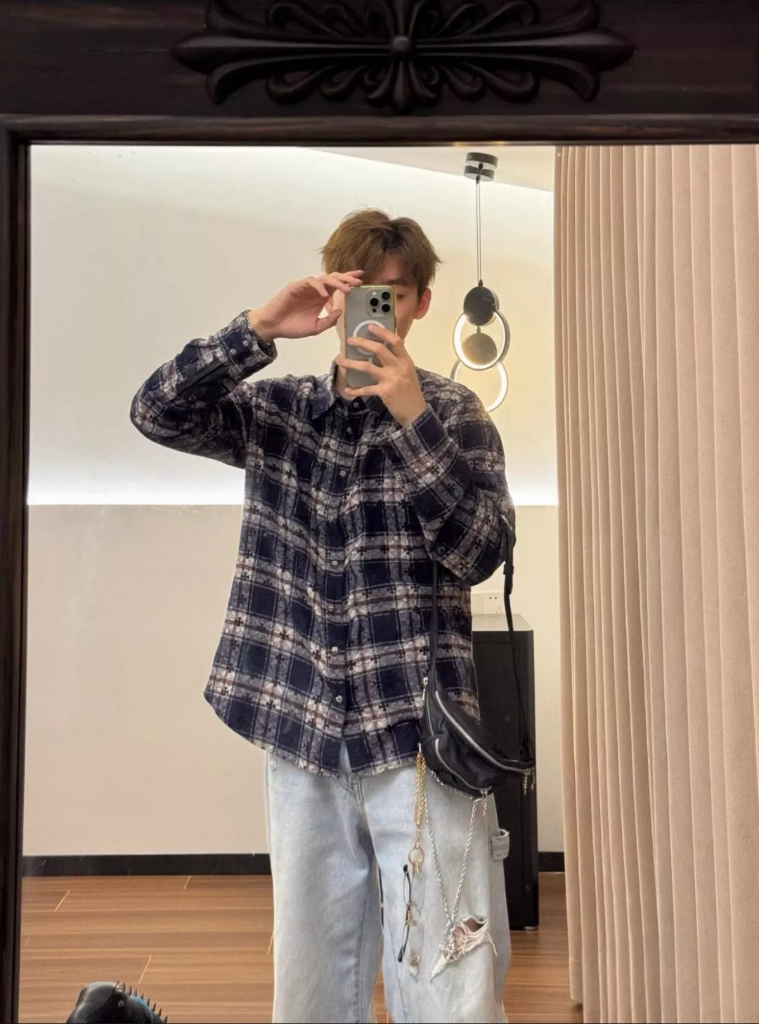 크롬하츠 페이즐리 십자가 자카드 체크 긴소매 셔츠 상세 이미지 21