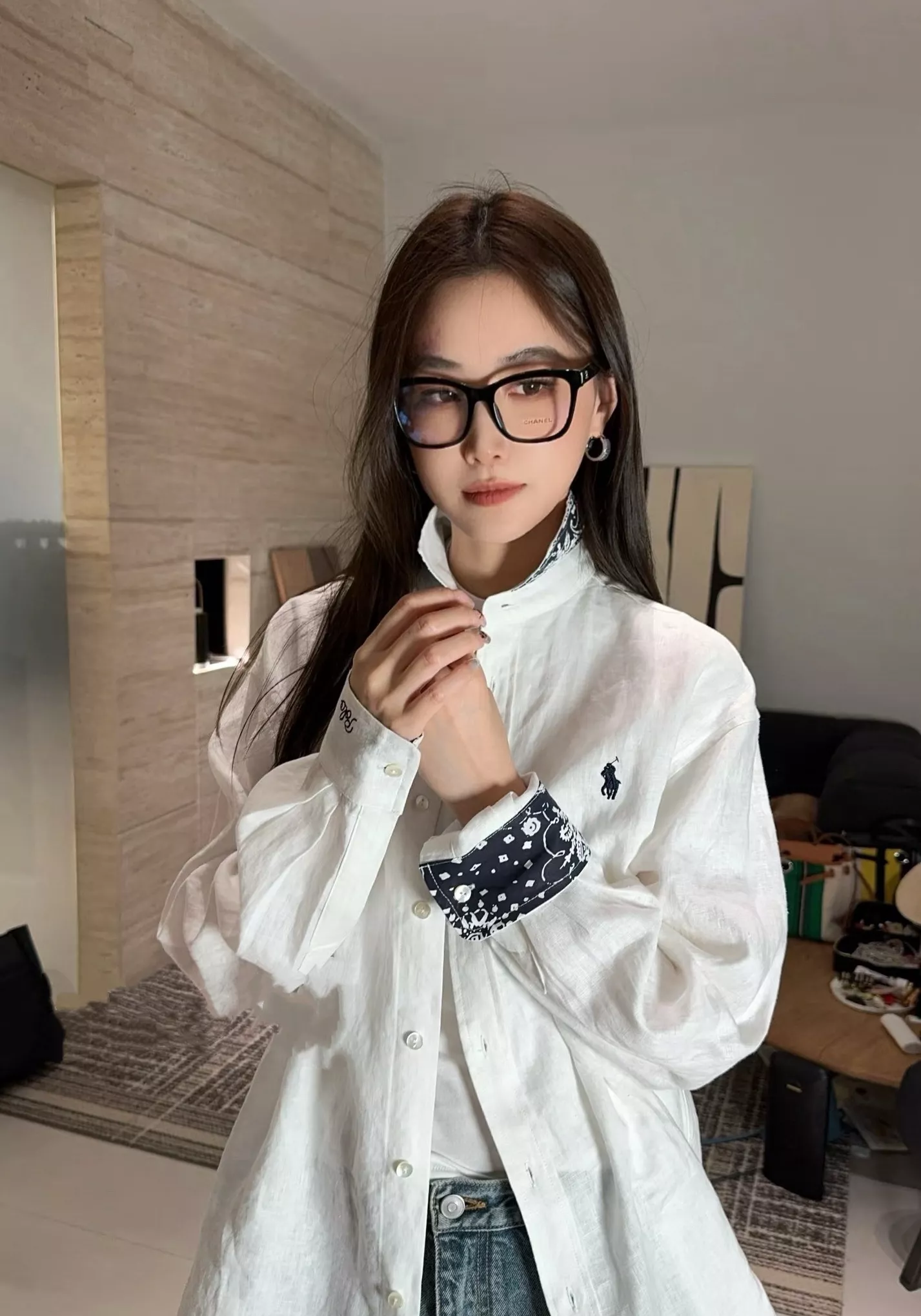 랄프로렌 페이즐리 배색 린넨 코튼 셔츠 상세 이미지 8