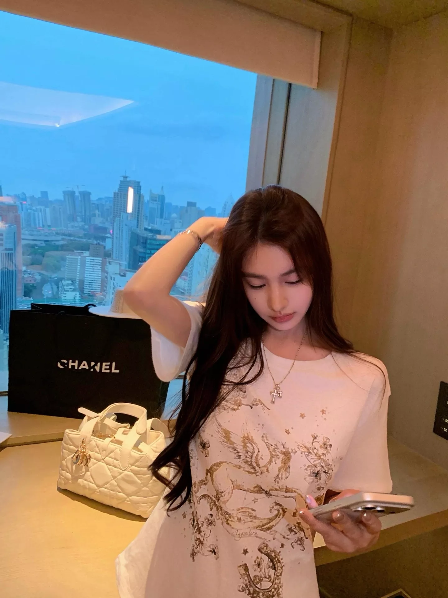 디올 금장 페가수스 프린트 반소매 티셔츠 상세 이미지 19