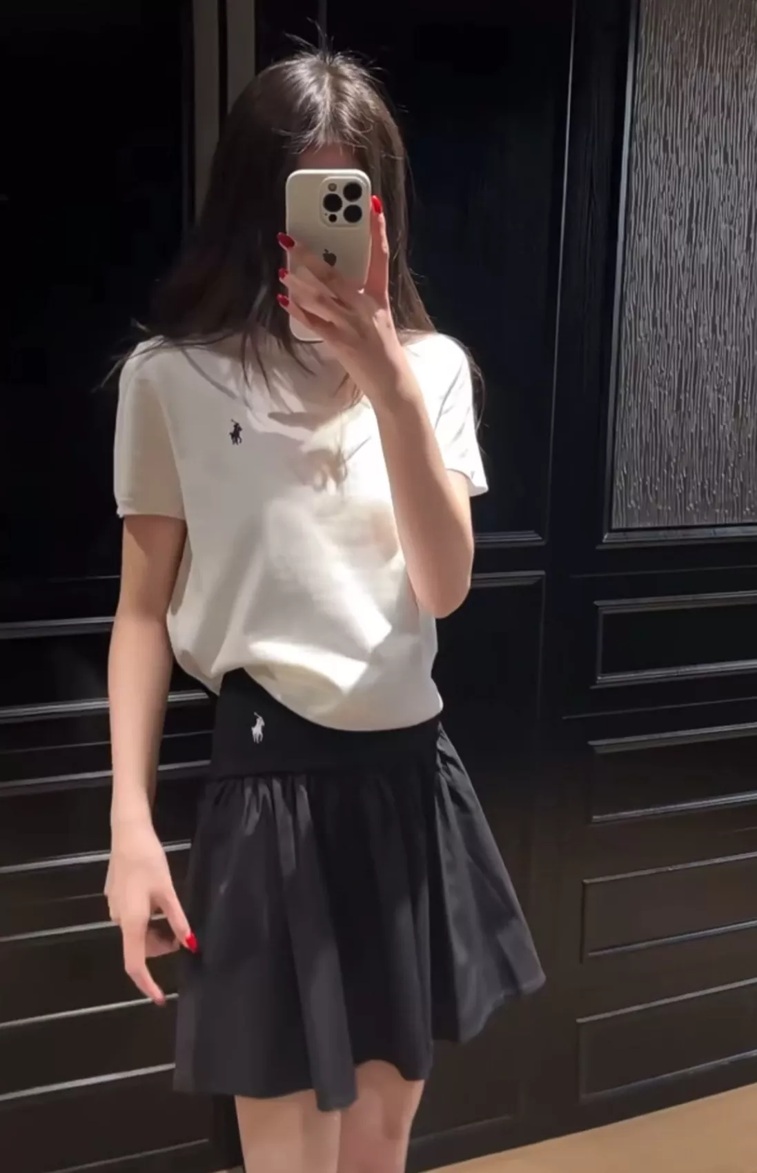 랄프로렌 자수 포인트 배색 미니 스커트 상세 이미지 9