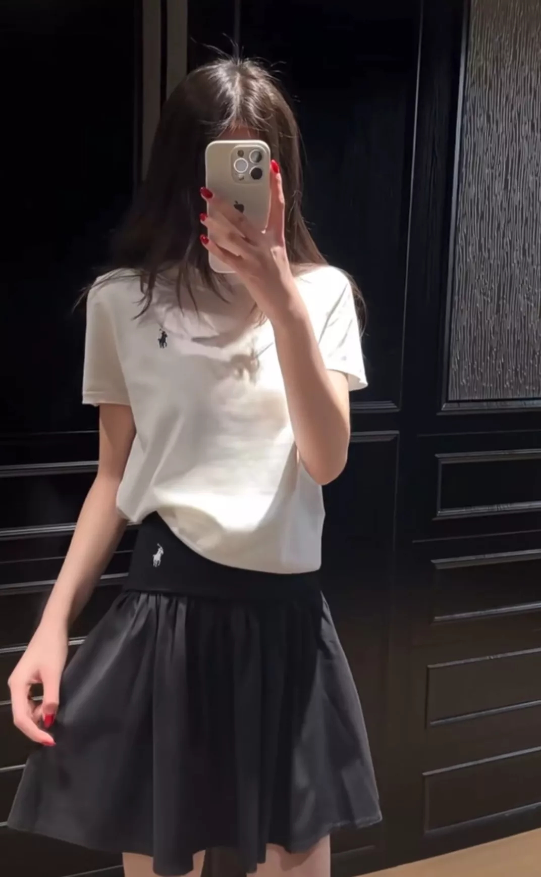 랄프로렌 자수 포인트 배색 미니 스커트 상세 이미지 23