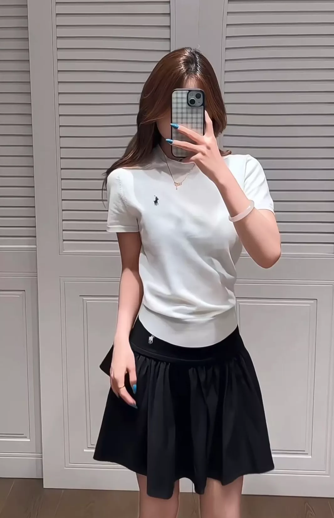 랄프로렌 자수 포인트 배색 미니 스커트 상세 이미지 24