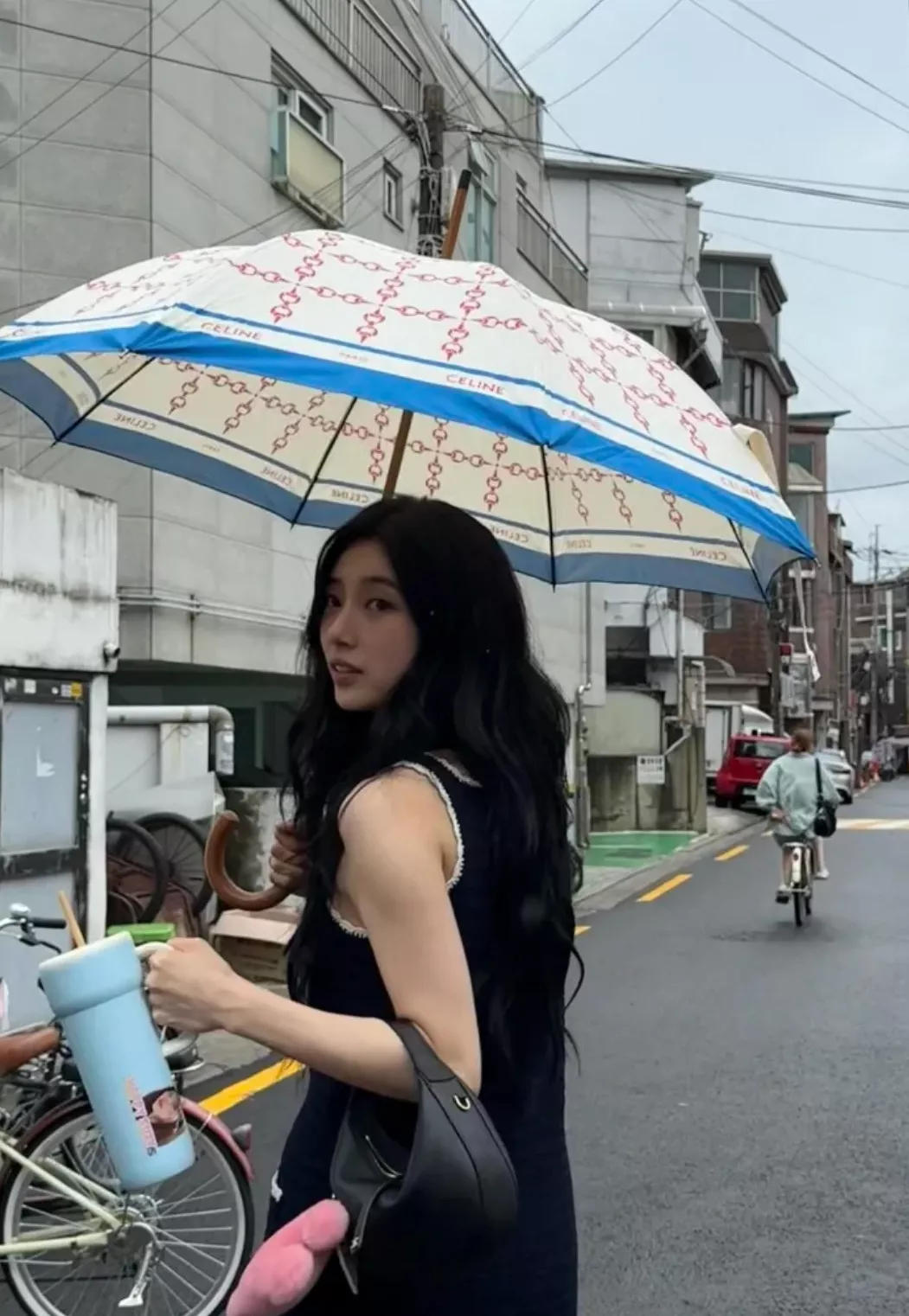 셀린느 트리옹프 자수 배색 레이스 니트 원피스 상세 이미지 20