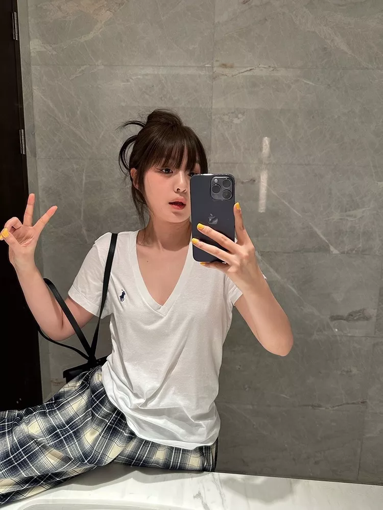 랄프로렌 브이넥 자수 반소매 티셔츠 상세 이미지 25