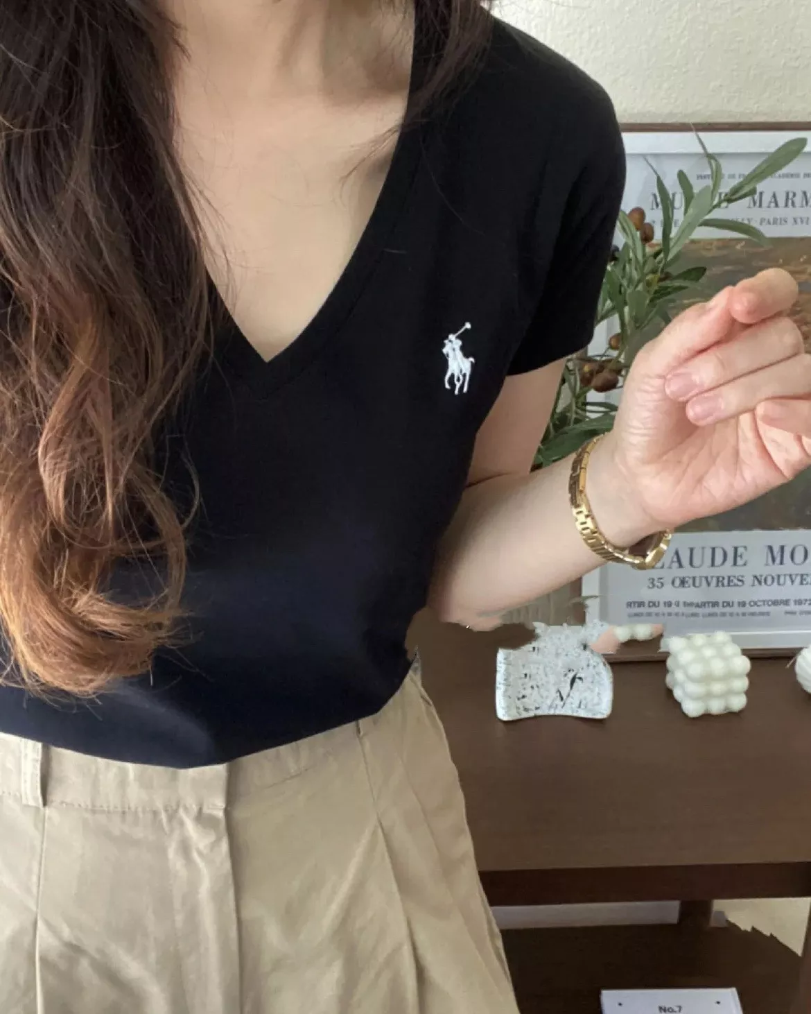 랄프로렌 브이넥 자수 반소매 티셔츠 상세 이미지 7